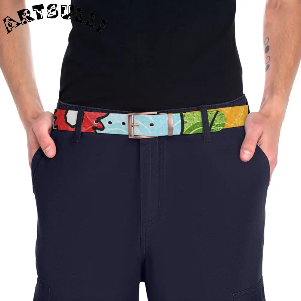 Groovy Yellow Floral Personalized Belt, Artsulli - Art is Long, Life is Short, Accessories, , , , , , , 