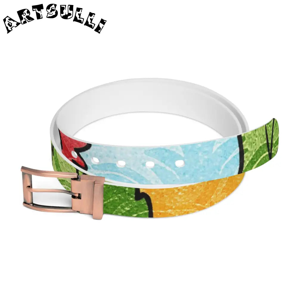 Groovy Yellow Floral Personalized Belt, Artsulli - Art is Long, Life is Short, Accessories, Material, Bronze Metal, Size, 50'', , , 28504835979618275035