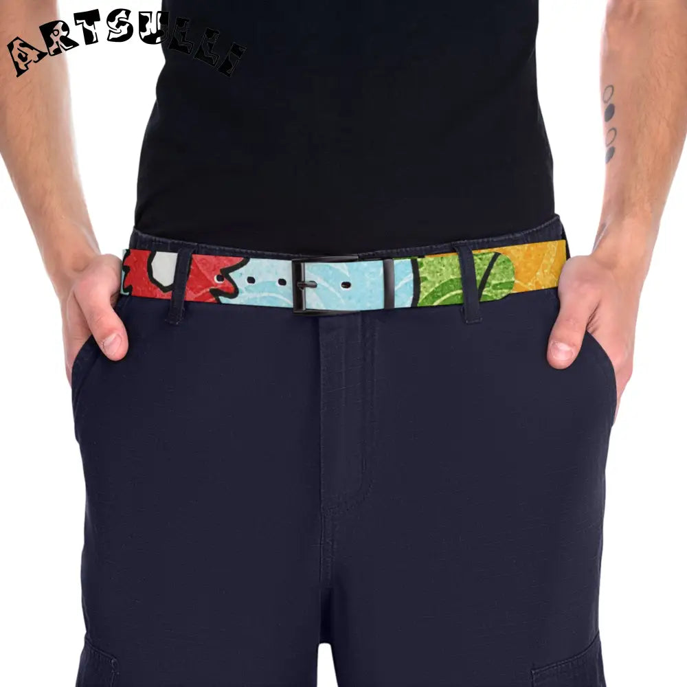 Groovy Yellow Floral Personalized Belt, Artsulli - Art is Long, Life is Short, Accessories, , , , , , , 