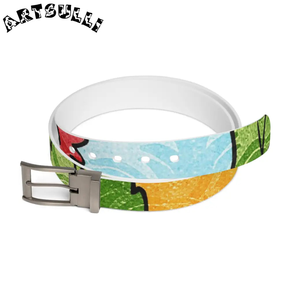 Groovy Yellow Floral Personalized Belt, Artsulli - Art is Long, Life is Short, Accessories, Material, Gun Metal, Size, 50'', , , 97090796613057420084