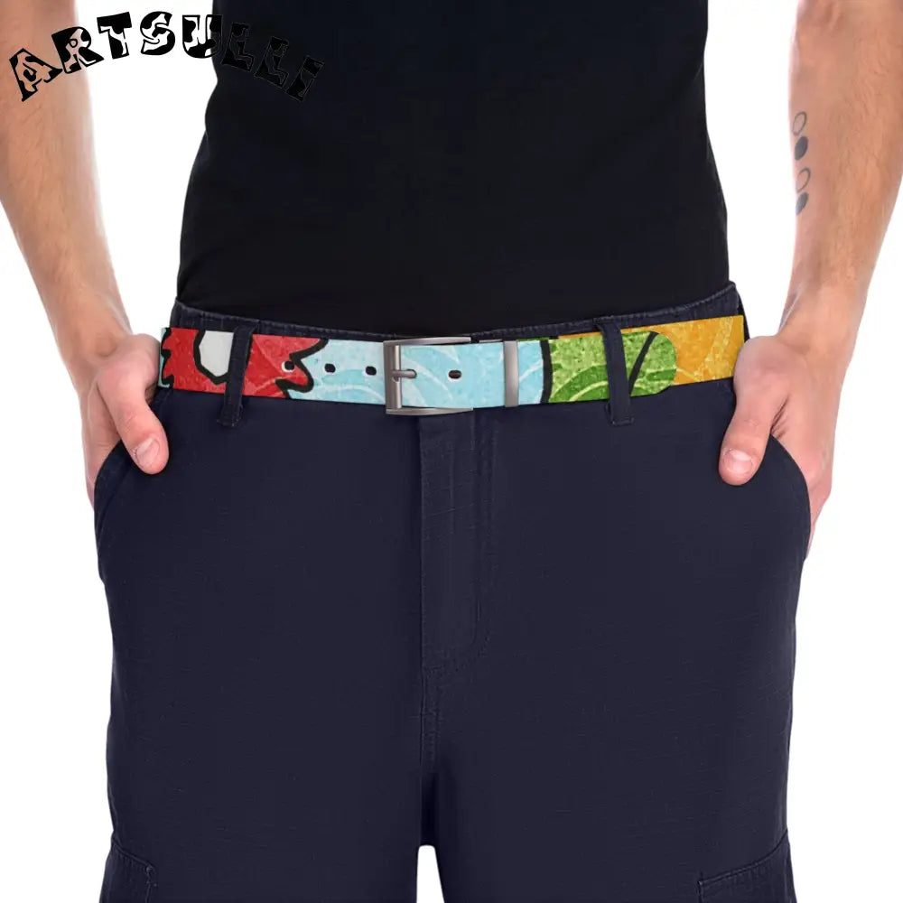 Groovy Yellow Floral Personalized Belt, Artsulli - Art is Long, Life is Short, Accessories, , , , , , , 
