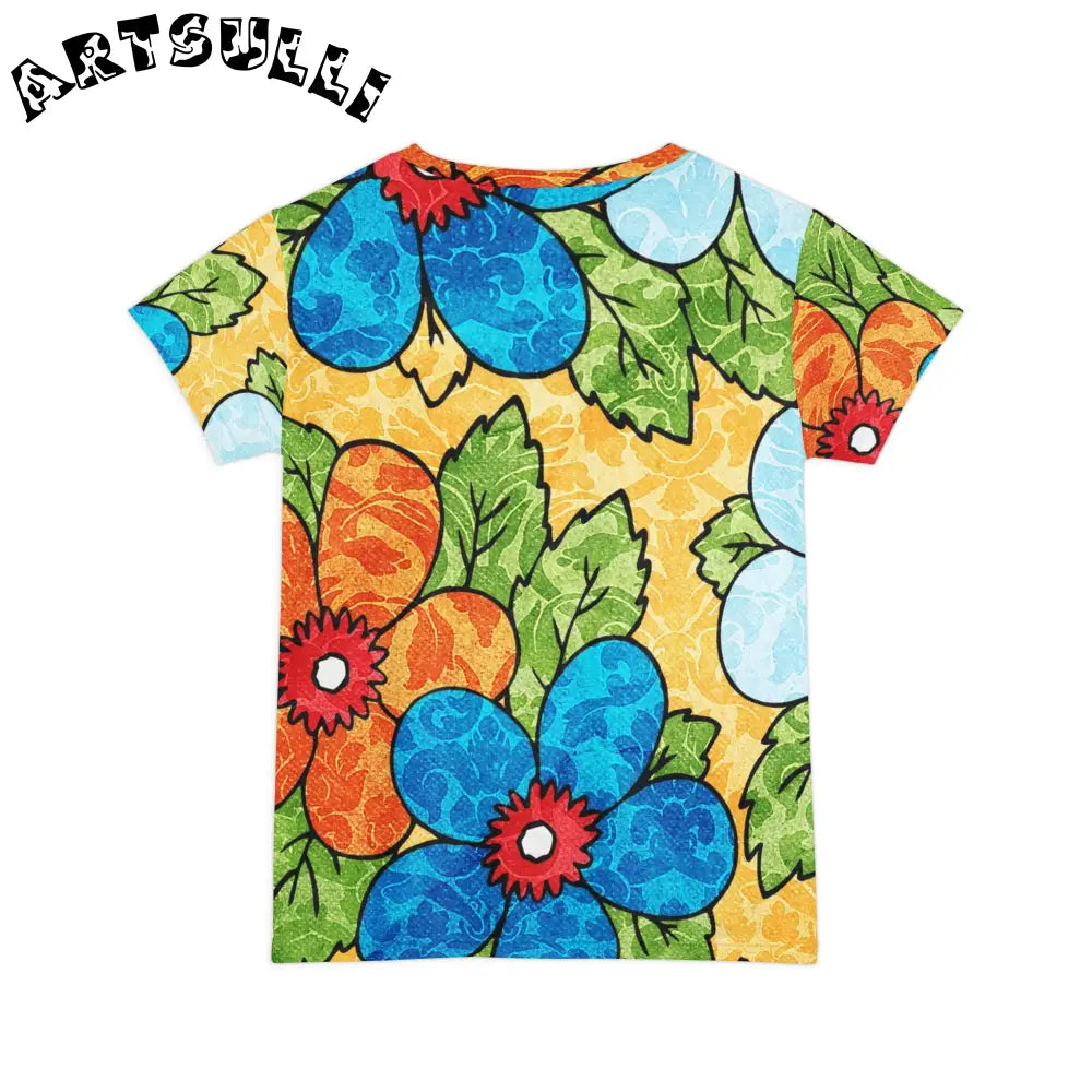 Groovy Yellow Floral Short Sleeve Shirt, Artsulli - Art is Long, Life is Short, All Over Prints, , , , , , , 