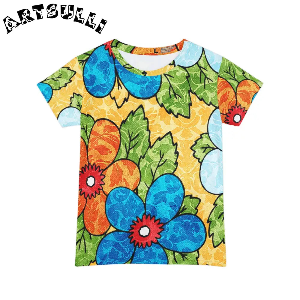 Groovy Yellow Floral Short Sleeve Shirt, Artsulli - Art is Long, Life is Short, All Over Prints, Size, XS, , , , , 19878537130472479830