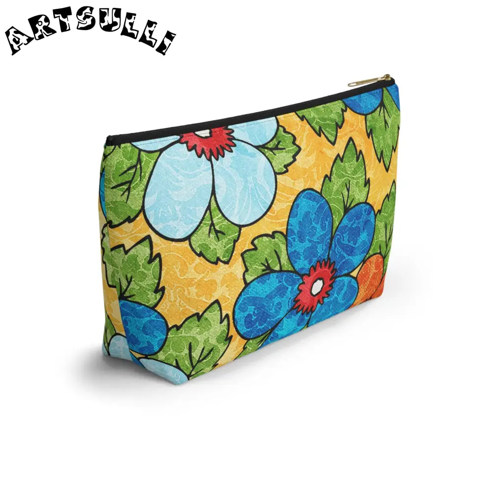 Groovy Yellow Floral T-Bottom Pouches, Artsulli - Art is Long, Life is Short, Bags, , , , , , , 