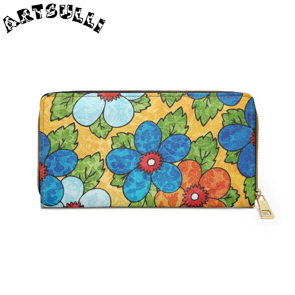 Groovy Yellow Floral Wallet for Credit Cards and Driver’s Licenses, Artsulli - Art is Long, Life is Short, Accessories, , , , , , , 