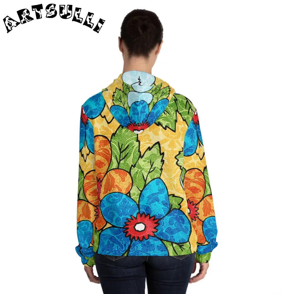 Groovy Yellow Floral Zip Hoodie, Artsulli - Art is Long, Life is Short, All Over Prints, , , , , , , 