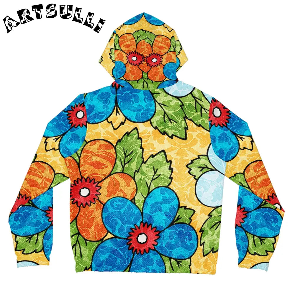 Groovy Yellow Floral Zip Hoodie, Artsulli - Art is Long, Life is Short, All Over Prints, , , , , , , 