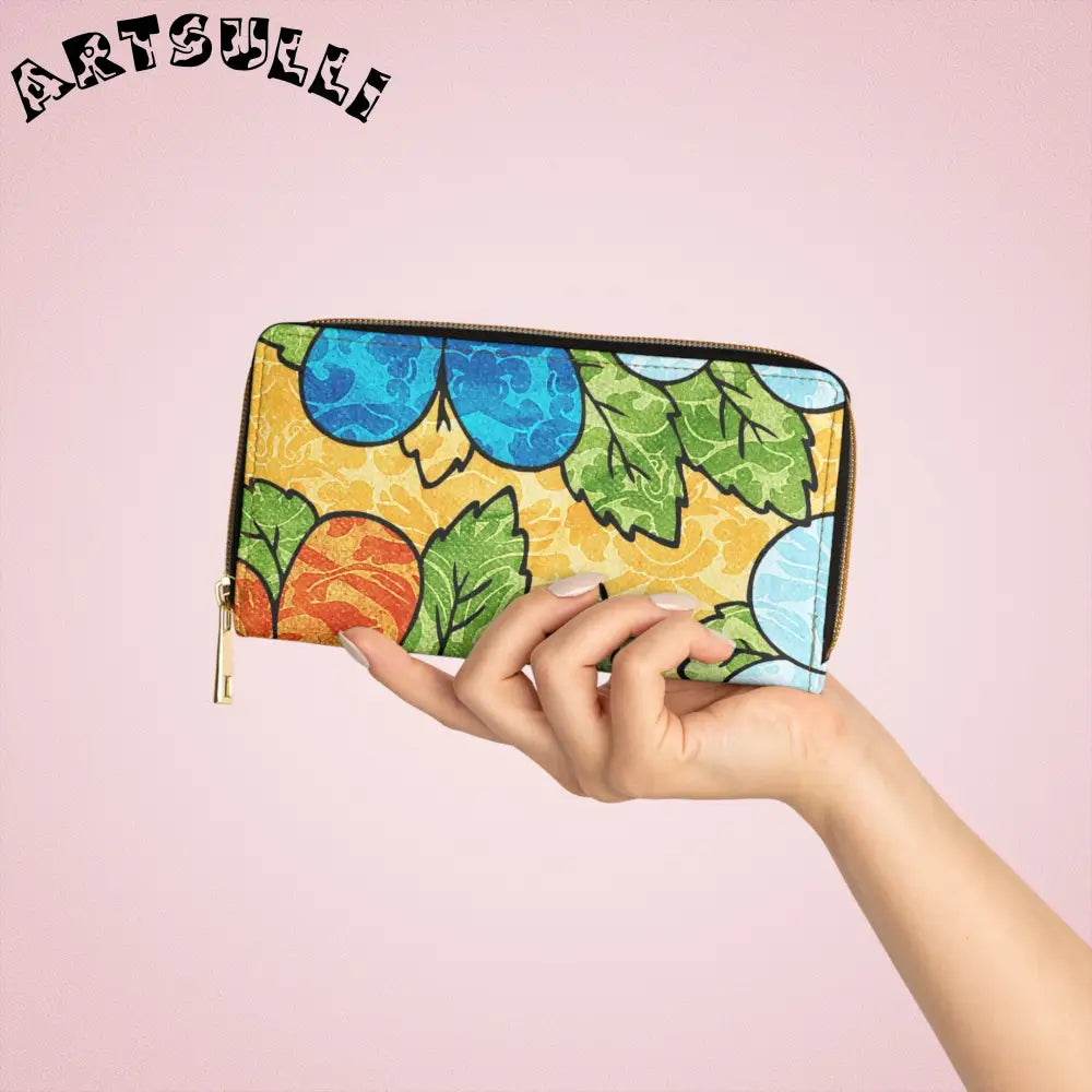 Groovy Yellow Floral Zipper Wallet for Credit Cards, Artsulli - Art is Long, Life is Short, Accessories, , , , , , , 