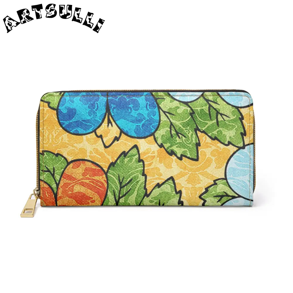 Groovy Yellow Floral Zipper Wallet for Credit Cards, Artsulli - Art is Long, Life is Short, Accessories, Size, One size, Color, White, , , 17438066786786026809