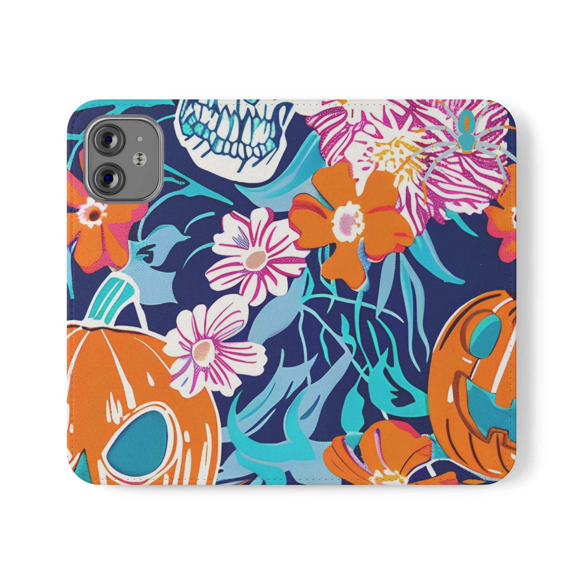 Halloween Floral and Skull Flip Cases, Artsulli - Art is Long, Life is Short, Phone Case, Size, iPhone 12 Mini, , , , , 15951941764459249824