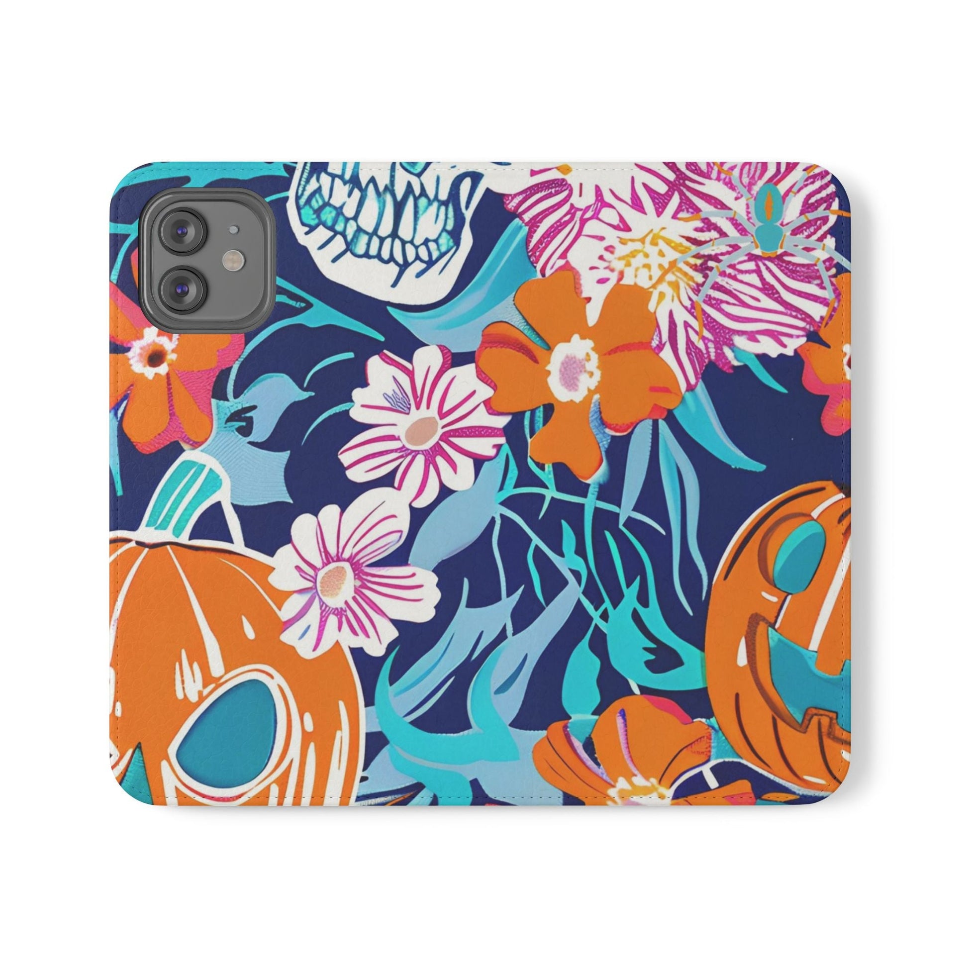 Halloween Floral and Skull Flip Cases, Artsulli - Art is Long, Life is Short, Phone Case, Size, iPhone 12, , , , , 35688429817740463181