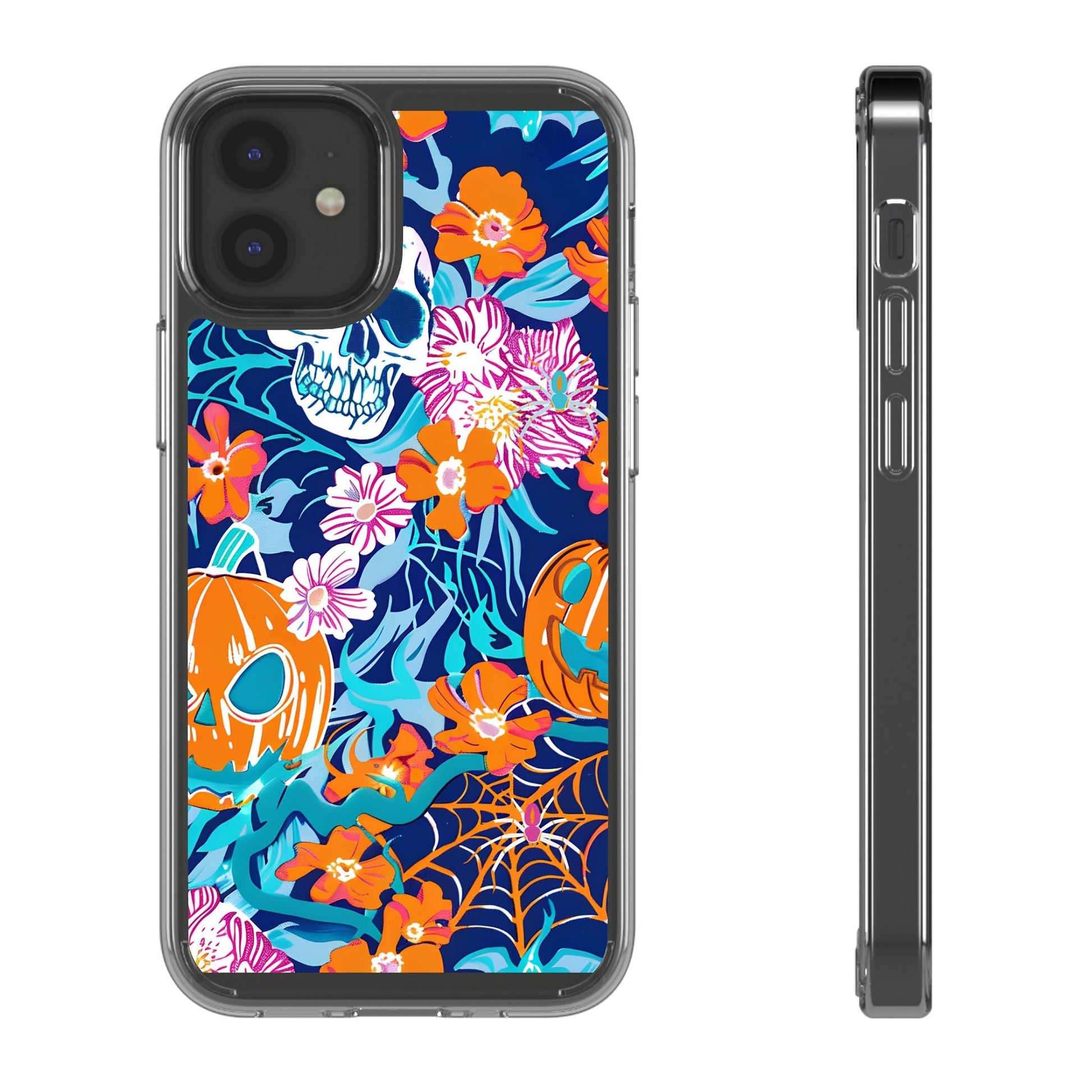 Halloween Floral Clear Case, Artsulli - Art is Long, Life is Short, Phone Case, Size, iPhone 12 Mini, Surface, Without gift packaging, , , 19240470648004517252