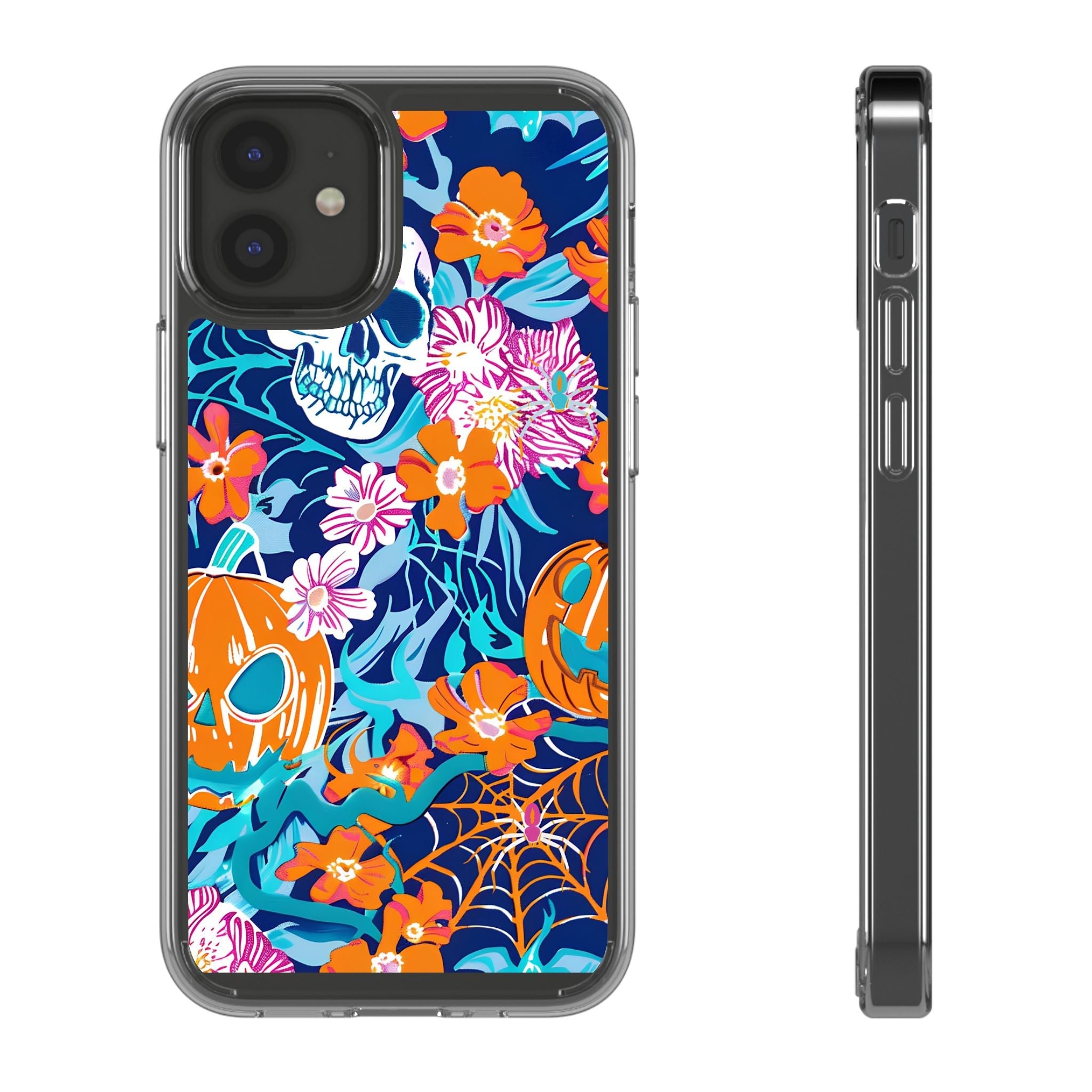 Halloween Floral Clear Case, Artsulli - Art is Long, Life is Short, Phone Case, Size, iPhone 12 Mini, Surface, Without gift packaging, , , 19240470648004517252