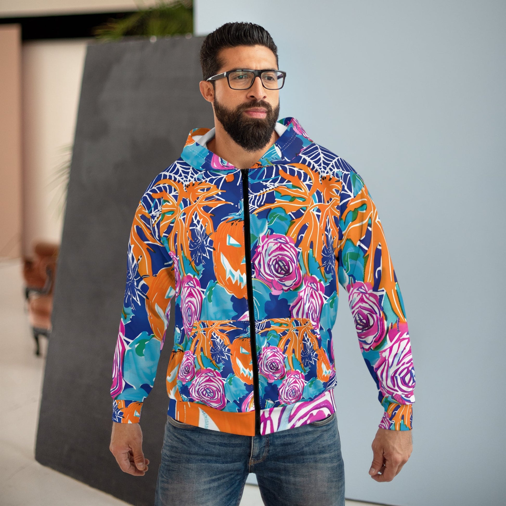 Halloween Floral Print Zip Hoodie, Artsulli - Art is Long, Life is Short, All Over Prints, , , , , , , 