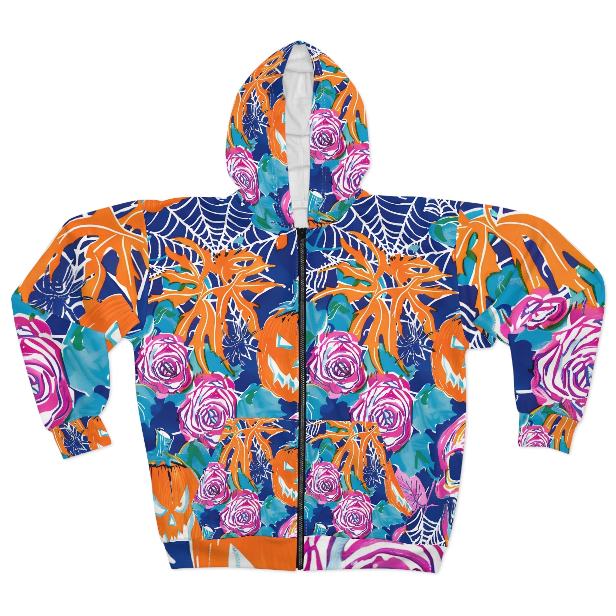 Halloween Floral Print Zip Hoodie, Artsulli - Art is Long, Life is Short, All Over Prints, Size, XS, , , , , 71759902647319369006