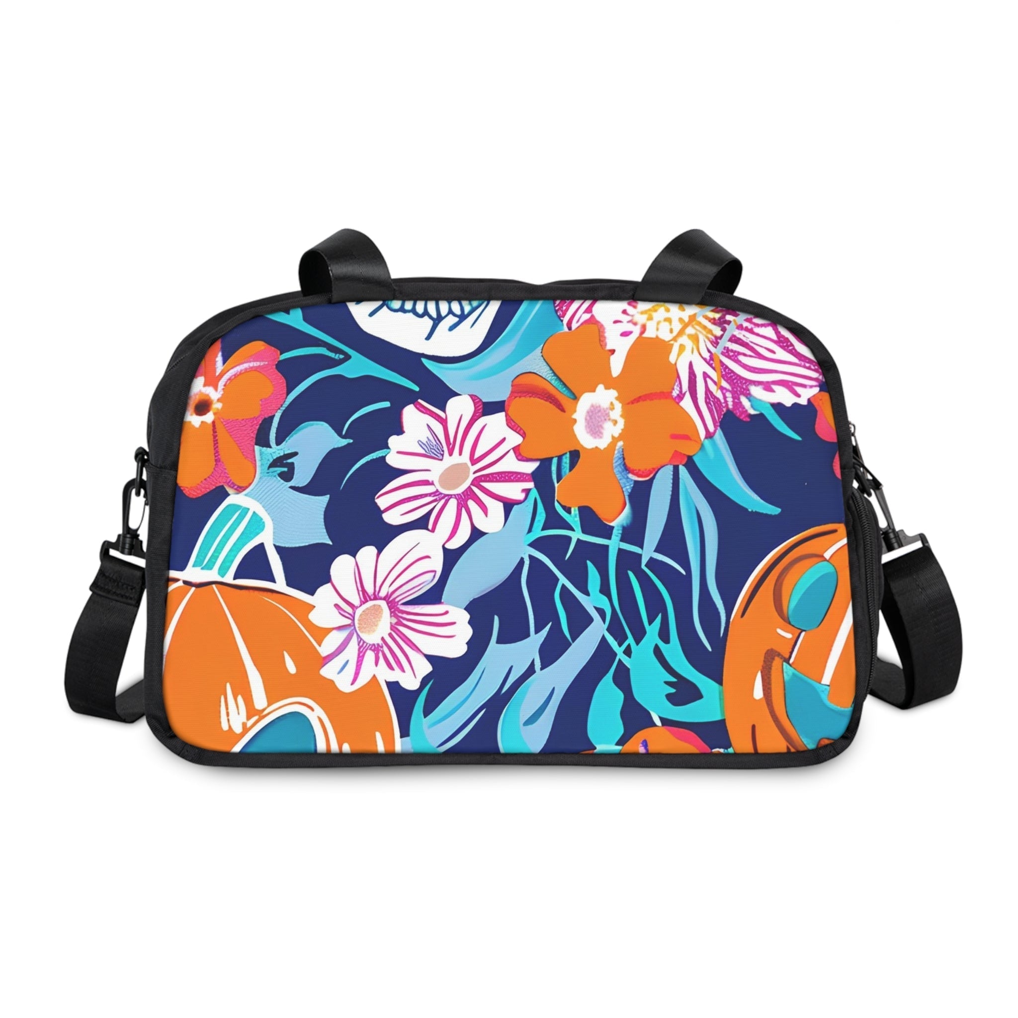 Halloween Floral Pumpkin Fitness Handbag, Artsulli - Art is Long, Life is Short, Bags, Size, 12.4" x 13.3", Color, Black, , , 33487557616241301077