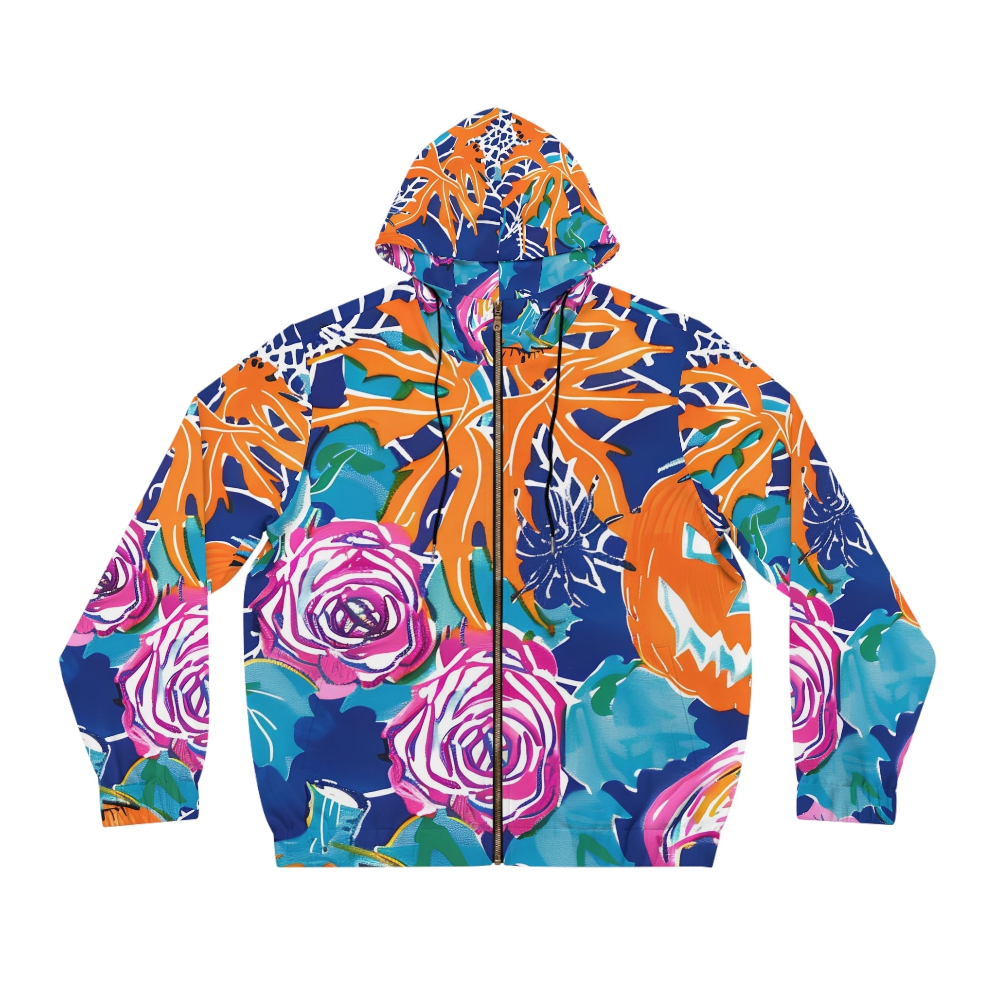Halloween Floral Pumpkin Zip Hoodie, Artsulli - Art is Long, Life is Short, All Over Prints, Size, S, Color, Black, , , 31005367306932238600