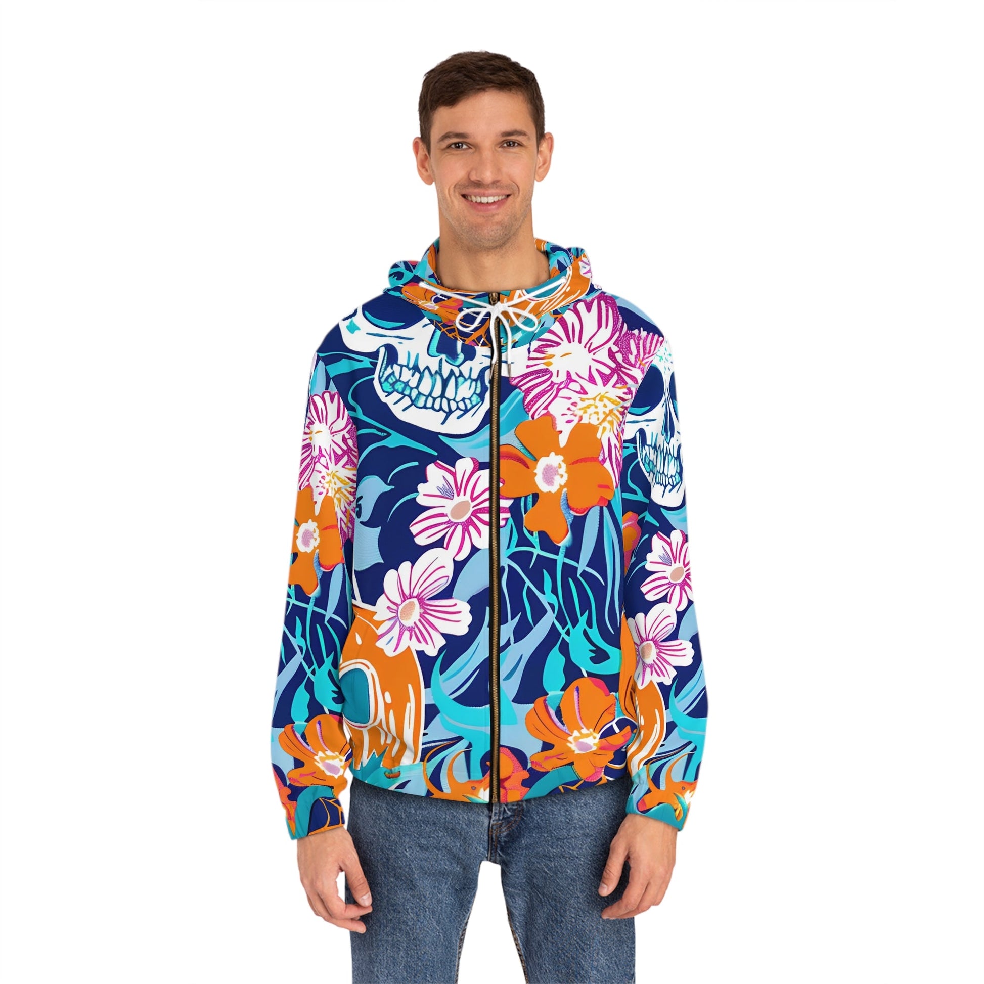 Halloween Floral Skull Zip Hoodie, Artsulli - Art is Long, Life is Short, All Over Prints, , , , , , , 