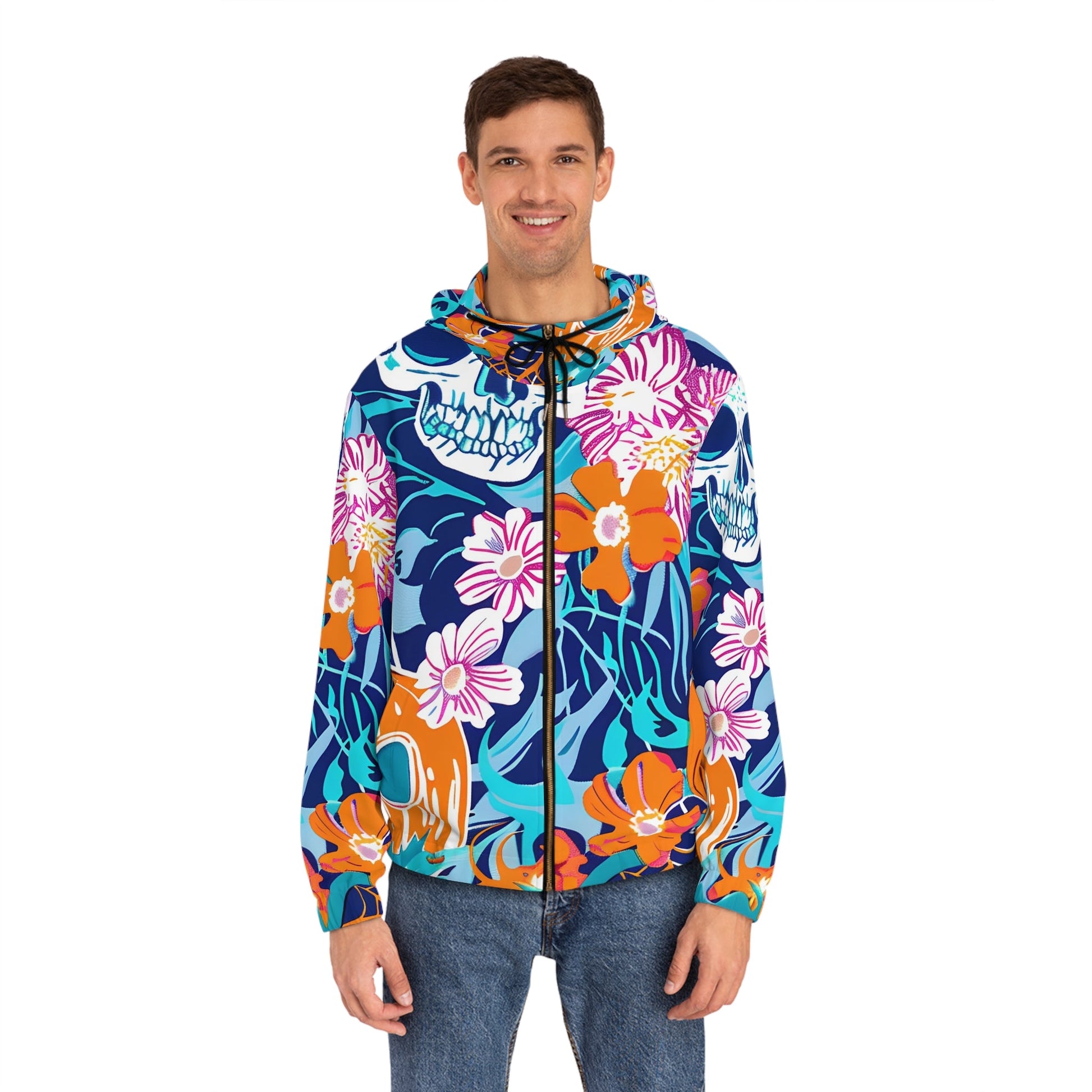 Halloween Floral Skull Zip Hoodie, Artsulli - Art is Long, Life is Short, All Over Prints, , , , , , , 