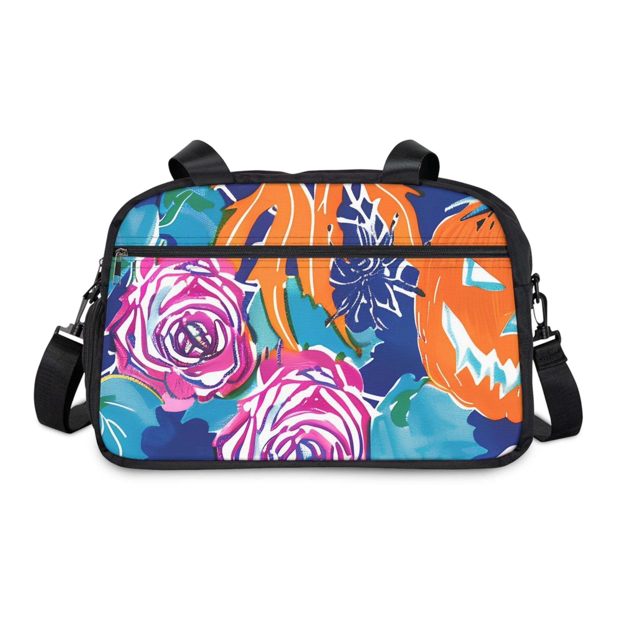Halloween Pumpkin Floral Fitness Handbag, Artsulli - Art is Long, Life is Short, Bags, , , , , , , 