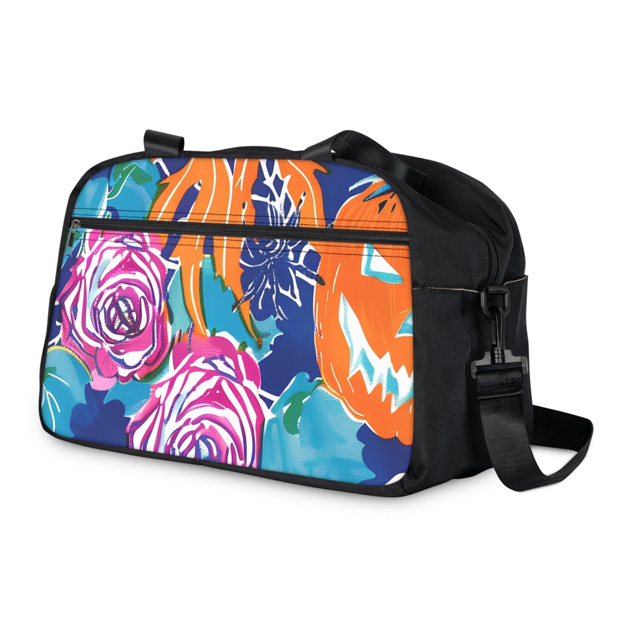 Halloween Pumpkin Floral Fitness Handbag, Artsulli - Art is Long, Life is Short, Bags, , , , , , , 