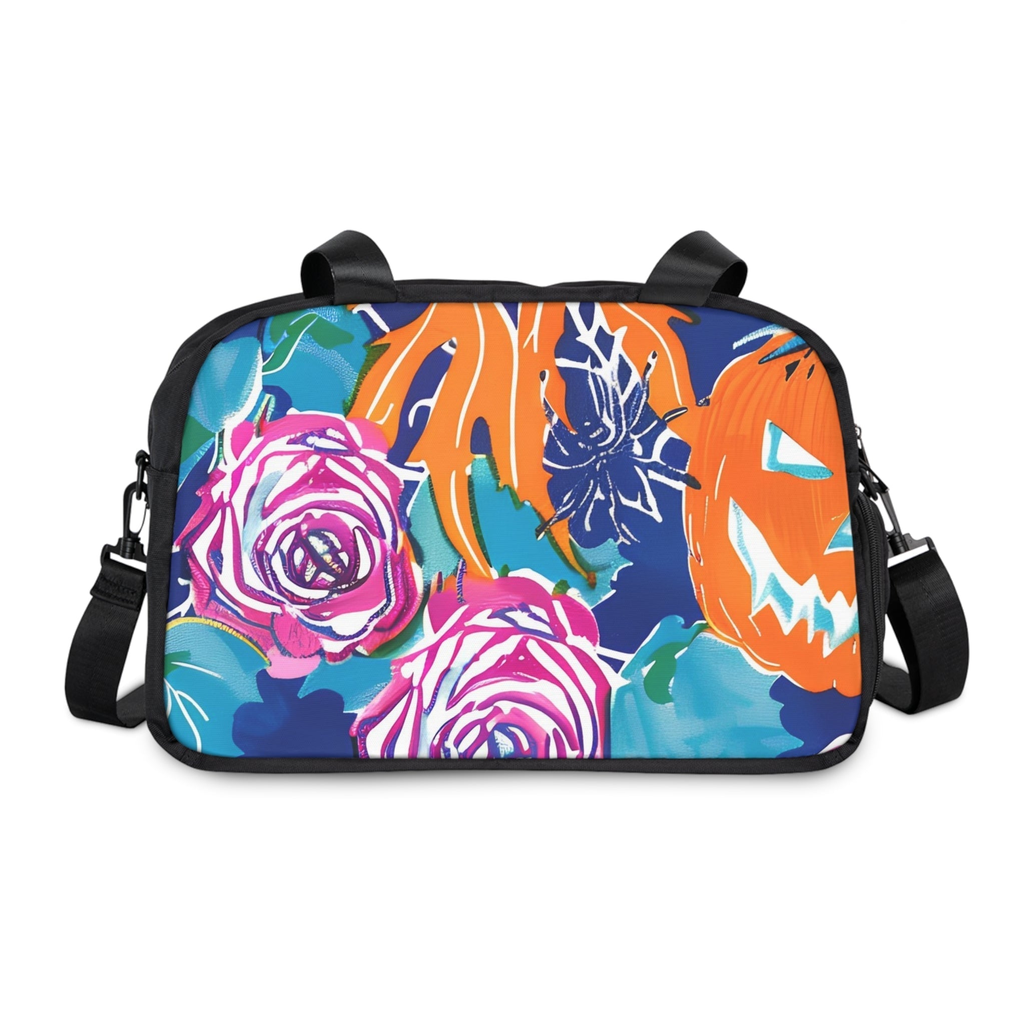 Printify Halloween Pumpkin Floral Fitness Handbag 2025