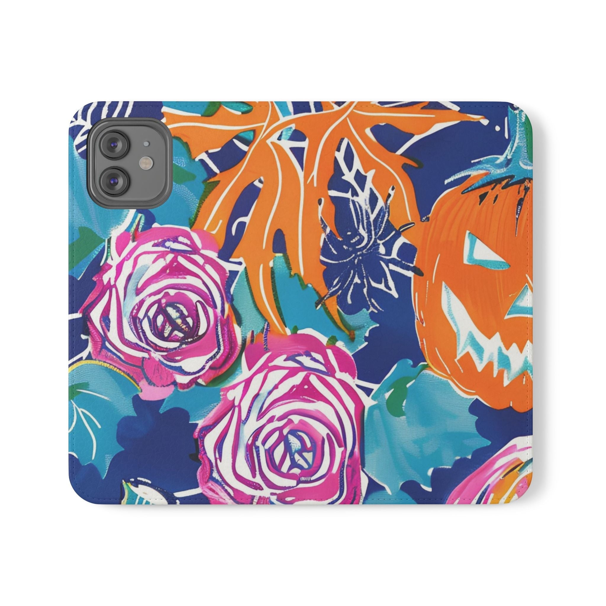Halloween Pumpkin Floral Flip Case, Artsulli - Art is Long, Life is Short, Phone Case, Size, iPhone 12, , , , , 22070872909331994227
