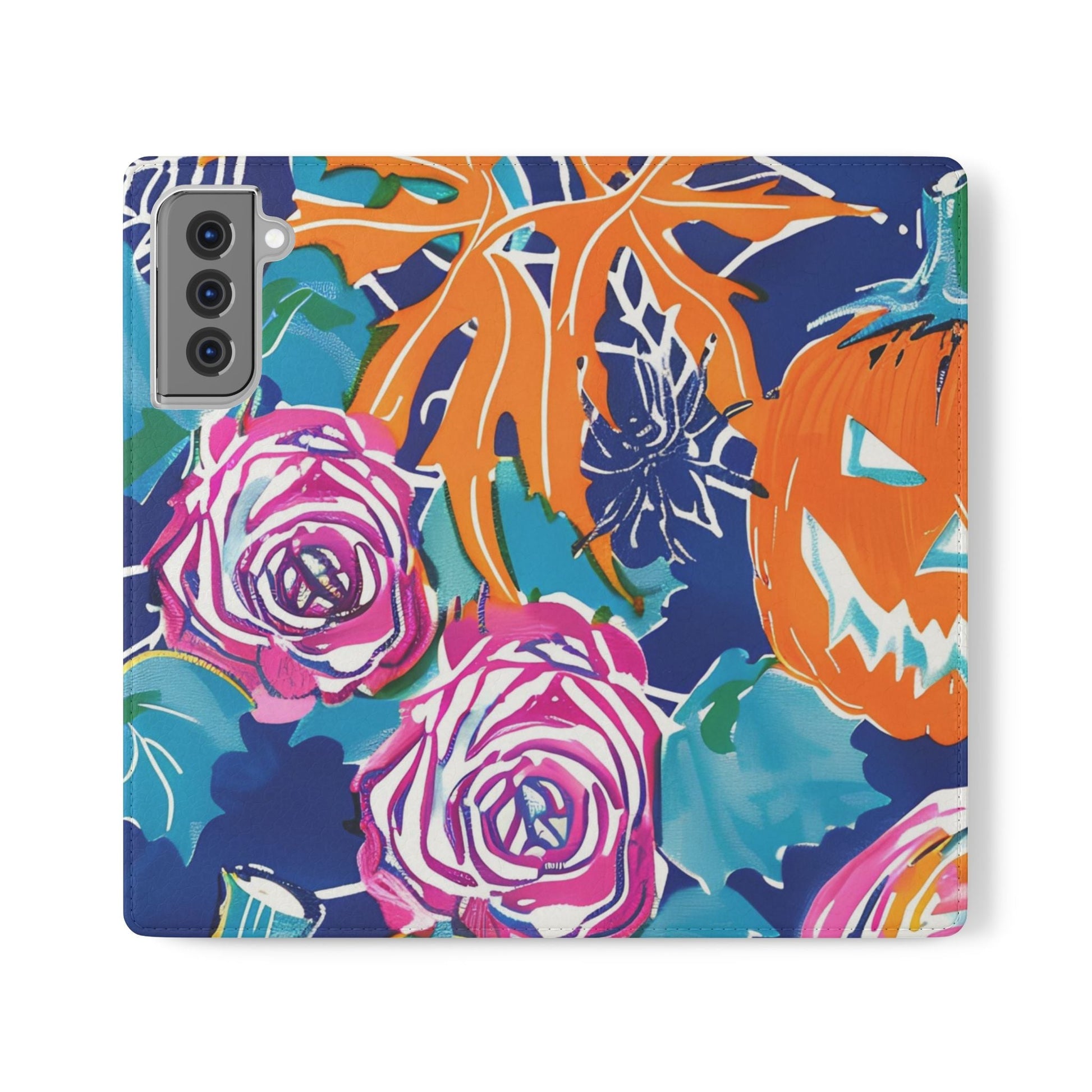 Halloween Pumpkin Floral Flip Case, Artsulli - Art is Long, Life is Short, Phone Case, Size, Samsung Galaxy S21 Plus, , , , , 77663221436661717998