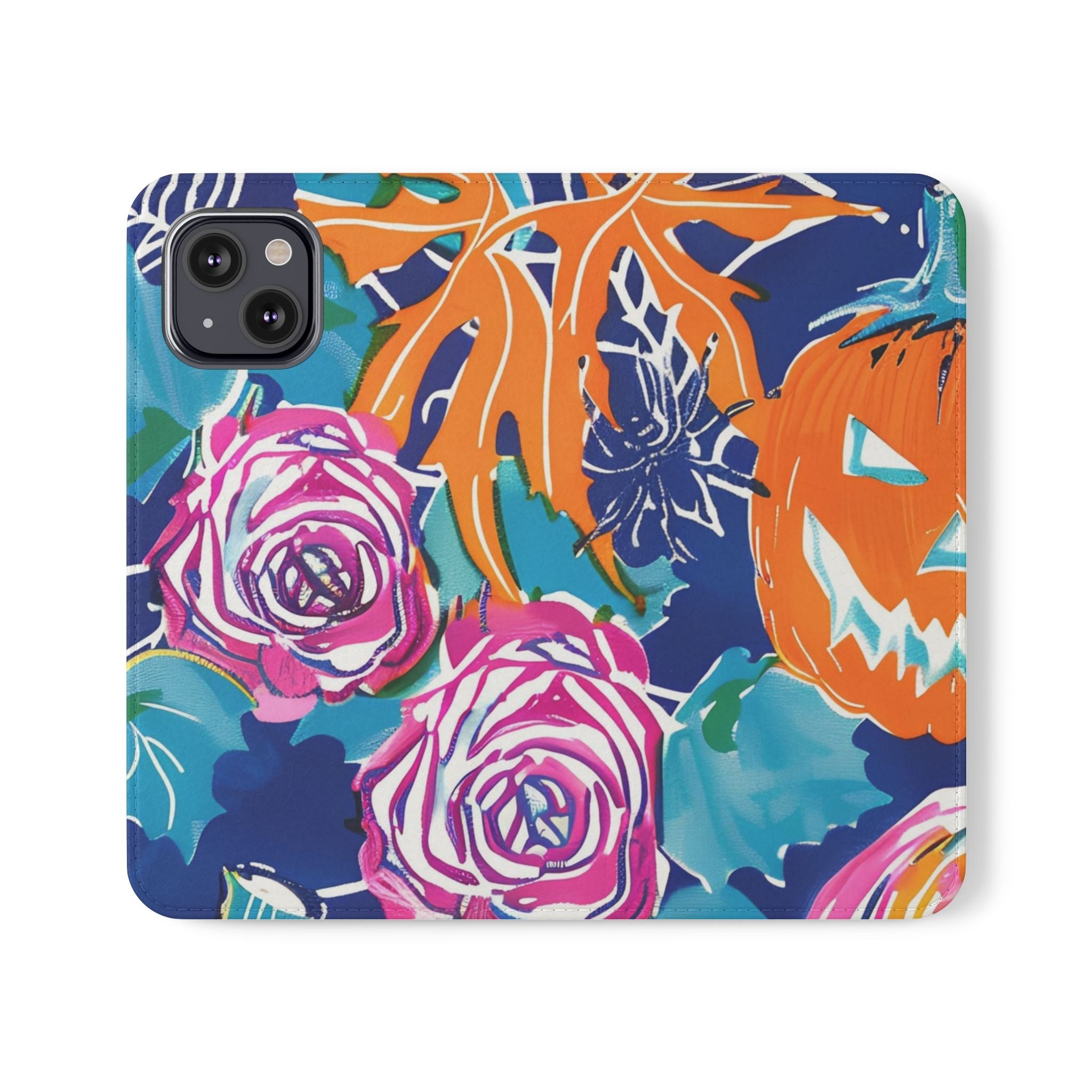 Halloween Pumpkin Floral Flip Case, Artsulli - Art is Long, Life is Short, Phone Case, Size, iPhone 13, , , , , 19315553059181100374