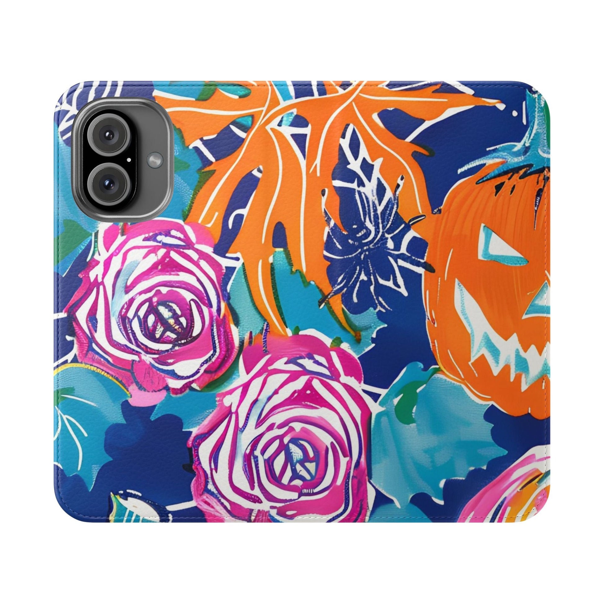 Halloween Pumpkin Floral Flip Case, Artsulli - Art is Long, Life is Short, Phone Case, Size, iPhone 16, , , , , 19208288424349108307