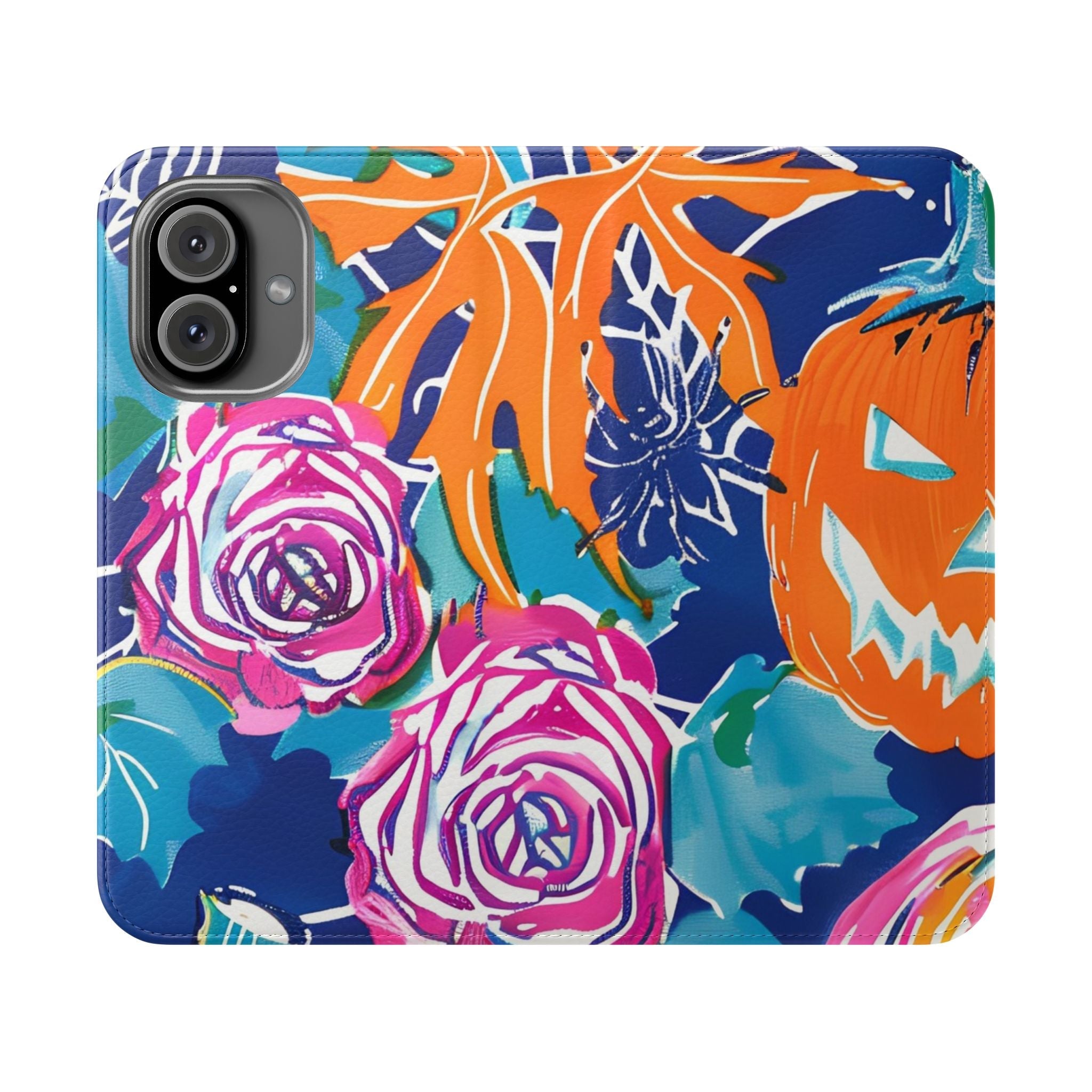 Halloween Pumpkin Floral Flip Case, Artsulli - Art is Long, Life is Short, Phone Case, Size, iPhone 16, , , , , 19208288424349108307