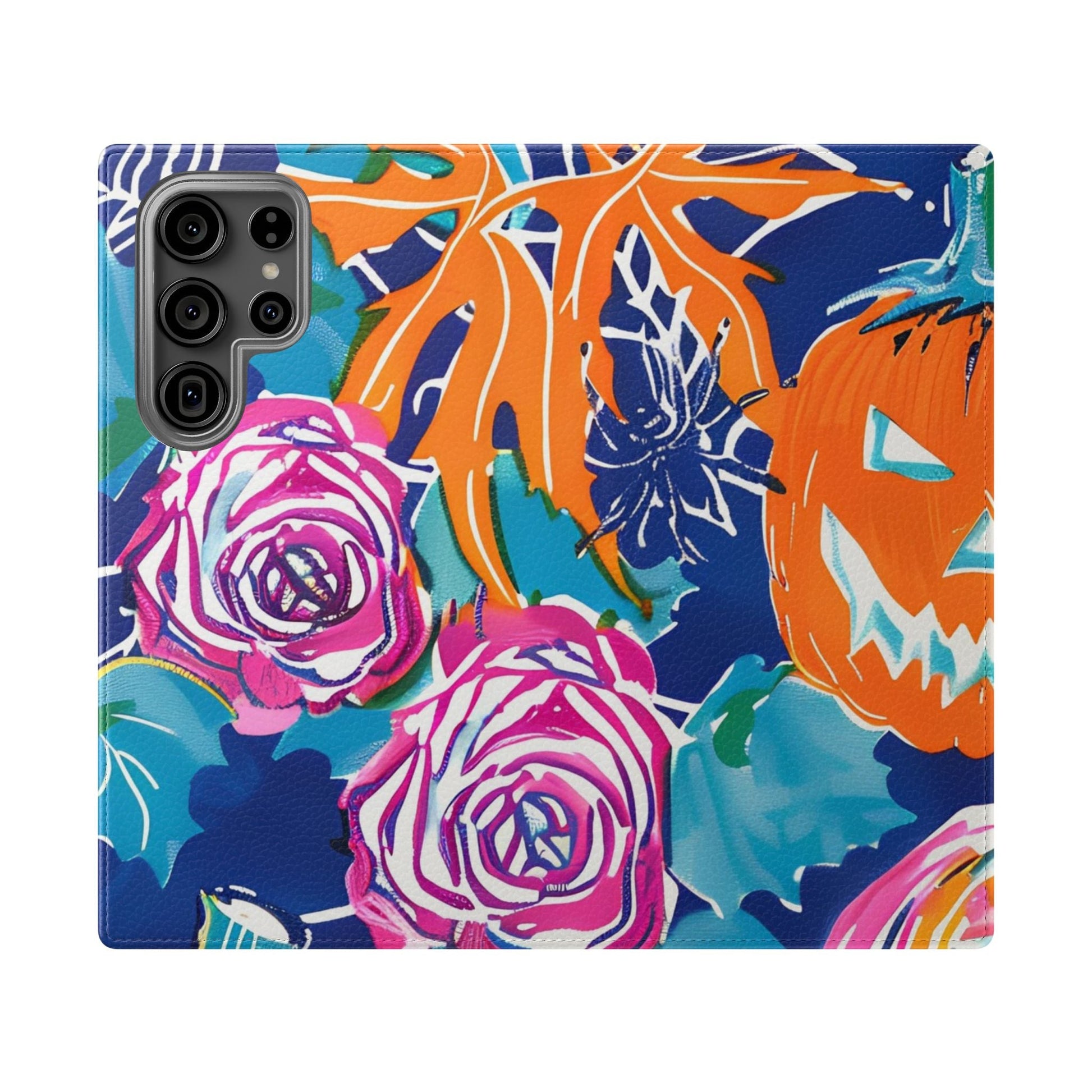 Halloween Pumpkin Floral Flip Case, Artsulli - Art is Long, Life is Short, Phone Case, Size, Samsung Galaxy S23 Ultra, , , , , 41599463148024857787