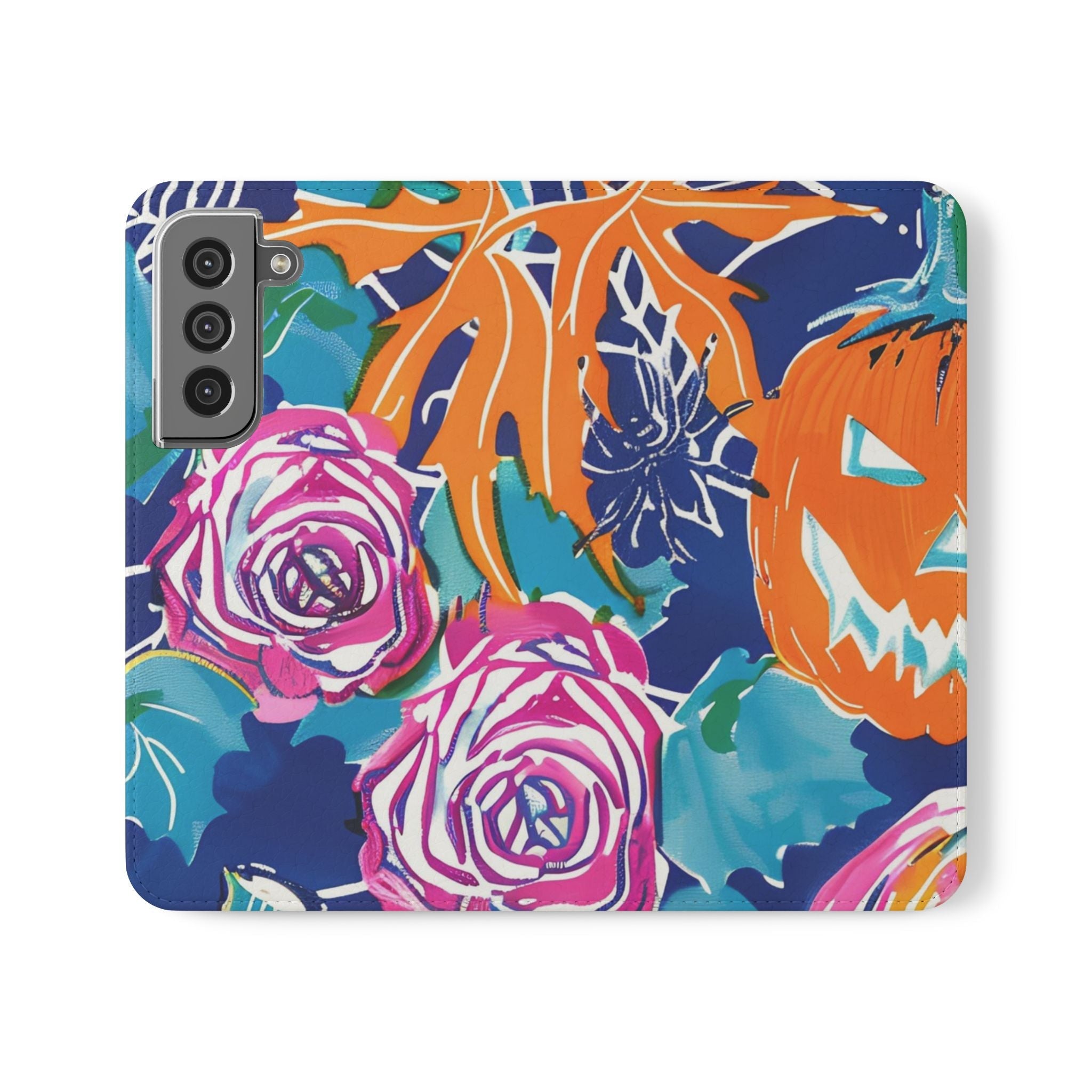 Halloween Pumpkin Floral Flip Case, Artsulli - Art is Long, Life is Short, Phone Case, Size, Samsung Galaxy S22, , , , , 10035410071667235747
