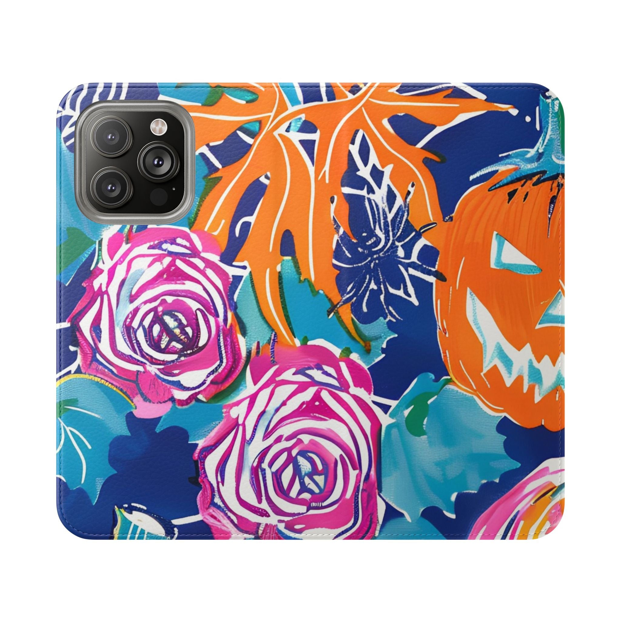 Halloween Pumpkin Floral Flip Case, Artsulli - Art is Long, Life is Short, Phone Case, Size, iPhone 14 Pro Max, , , , , 10817109283660489812