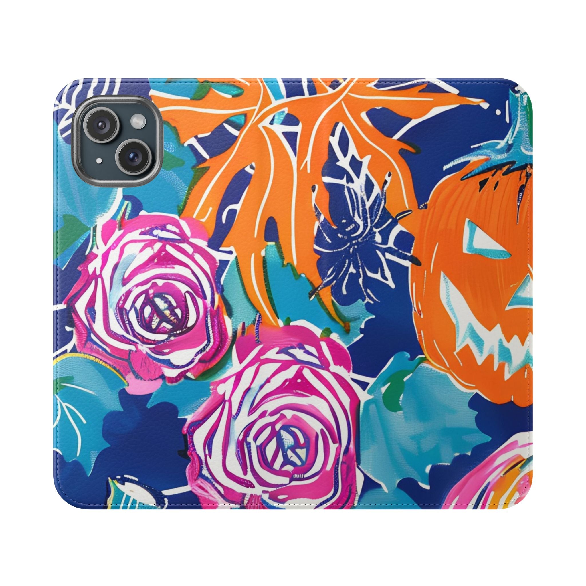 Halloween Pumpkin Floral Flip Case, Artsulli - Art is Long, Life is Short, Phone Case, Size, iPhone 15 Plus, , , , , 21806813448902687064