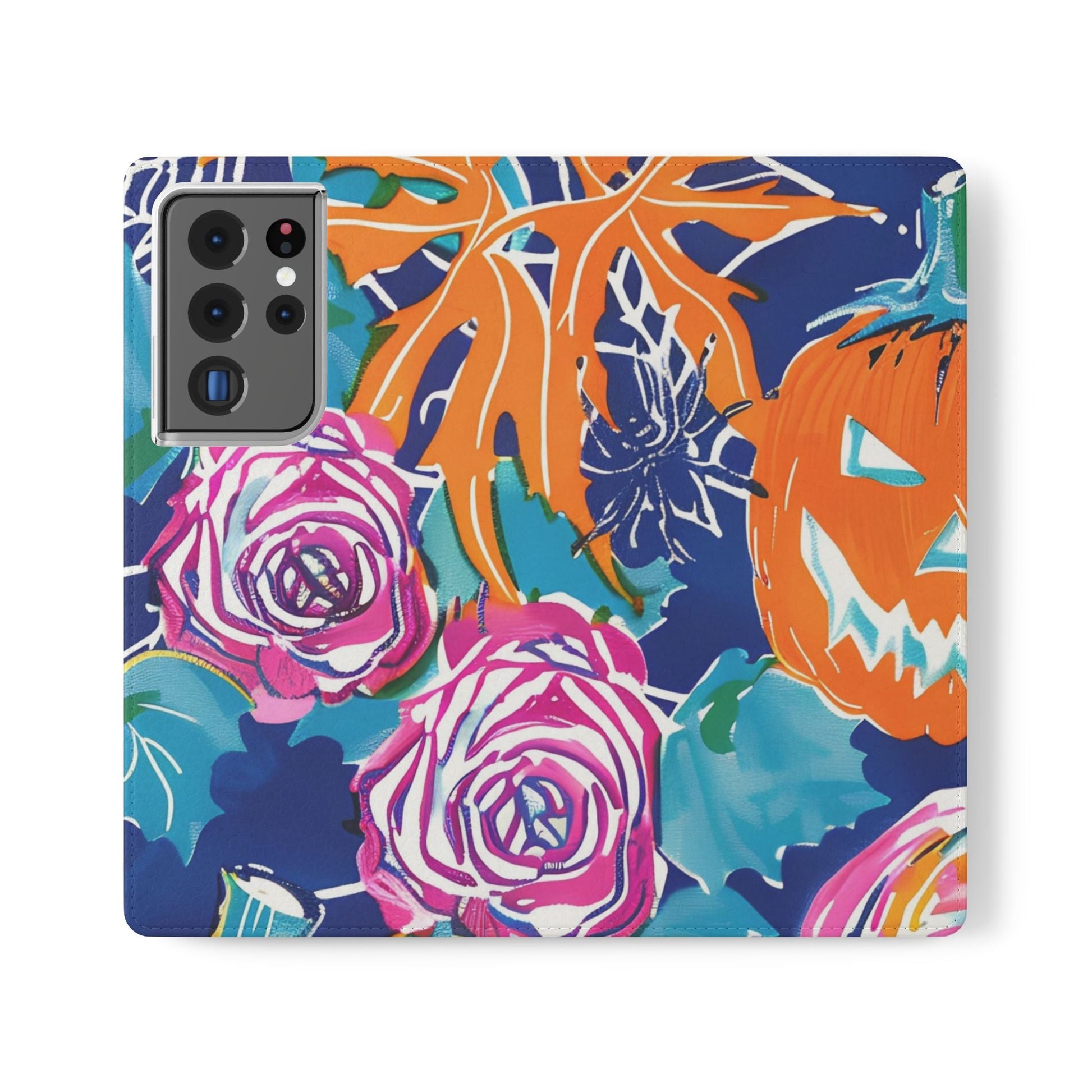 Halloween Pumpkin Floral Flip Case, Artsulli - Art is Long, Life is Short, Phone Case, Size, Samsung Galaxy S21 Ultra, , , , , 25460255557414228287