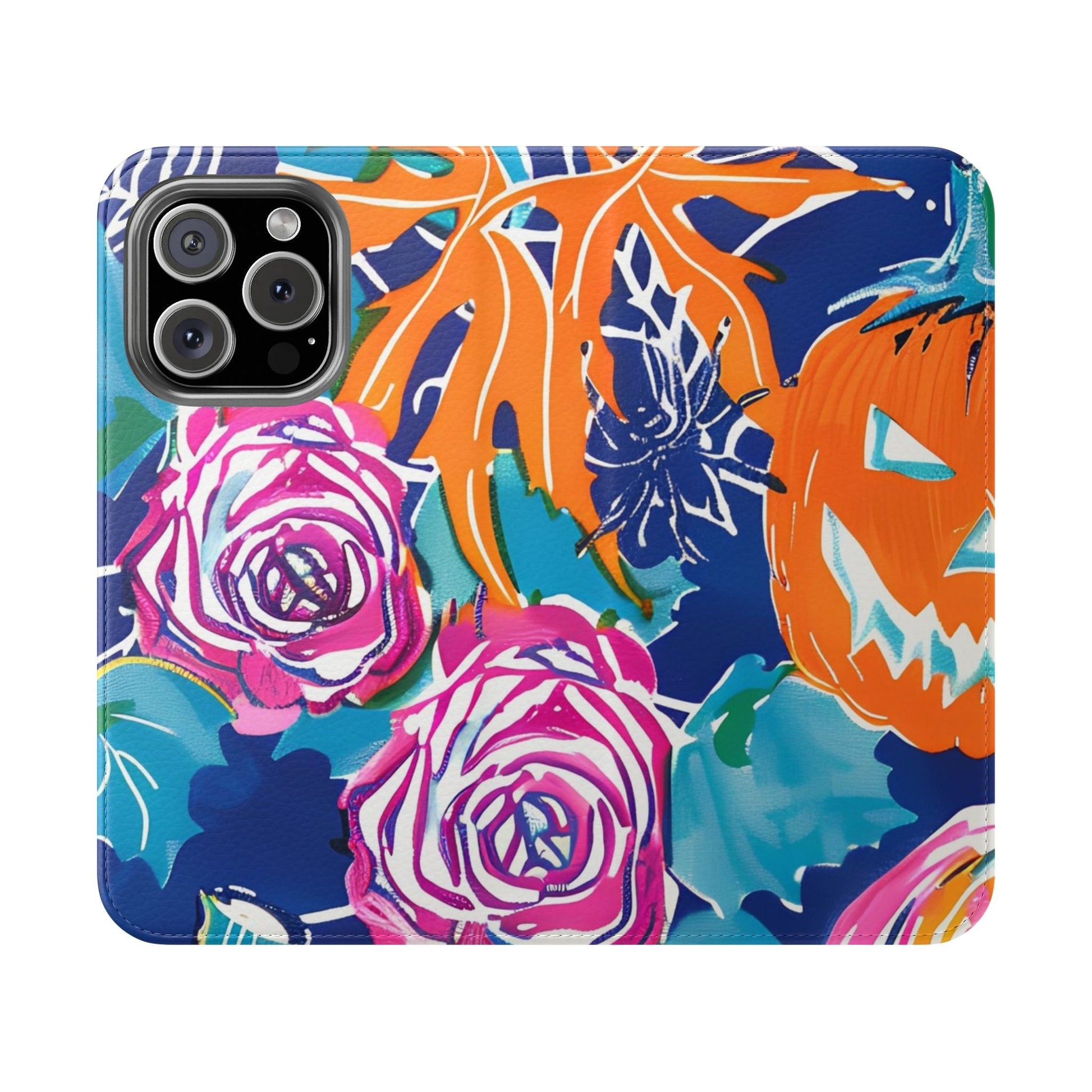 Halloween Pumpkin Floral Flip Case, Artsulli - Art is Long, Life is Short, Phone Case, Size, iPhone 16 Pro, , , , , 26187905308290267401