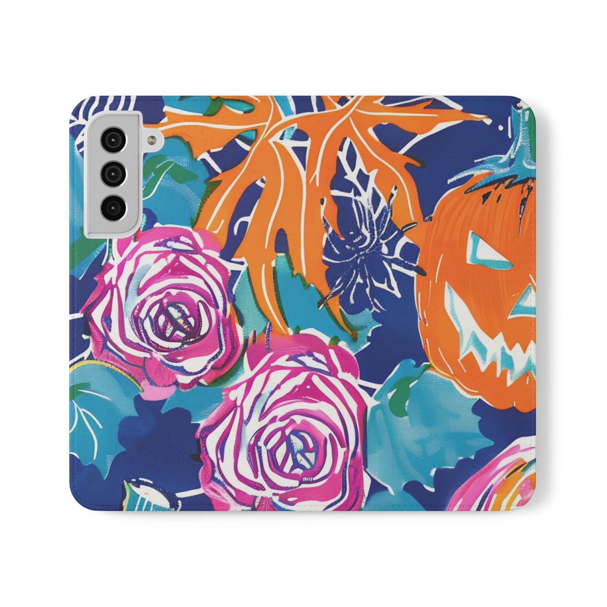 Halloween Pumpkin Floral Flip Case, Artsulli - Art is Long, Life is Short, Phone Case, Size, Samsung Galaxy S22 Plus, , , , , 16667732378131359285