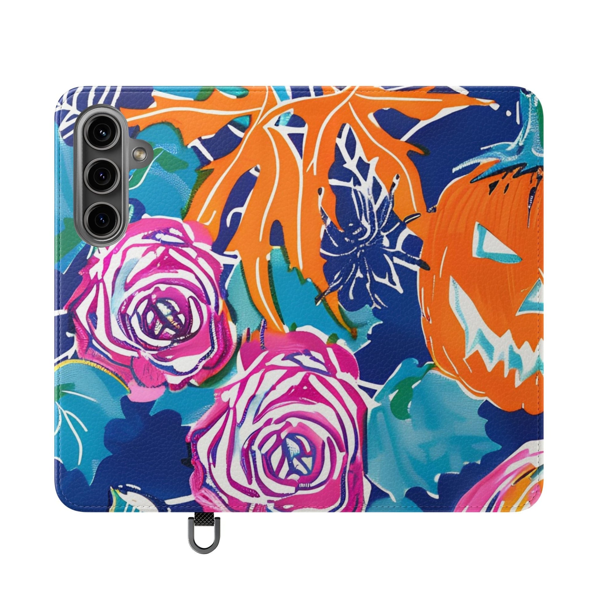 Halloween Pumpkin Floral Flip Case, Artsulli - Art is Long, Life is Short, Phone Case, Size, Samsung Galaxy S24, , , , , 25994090947531147720