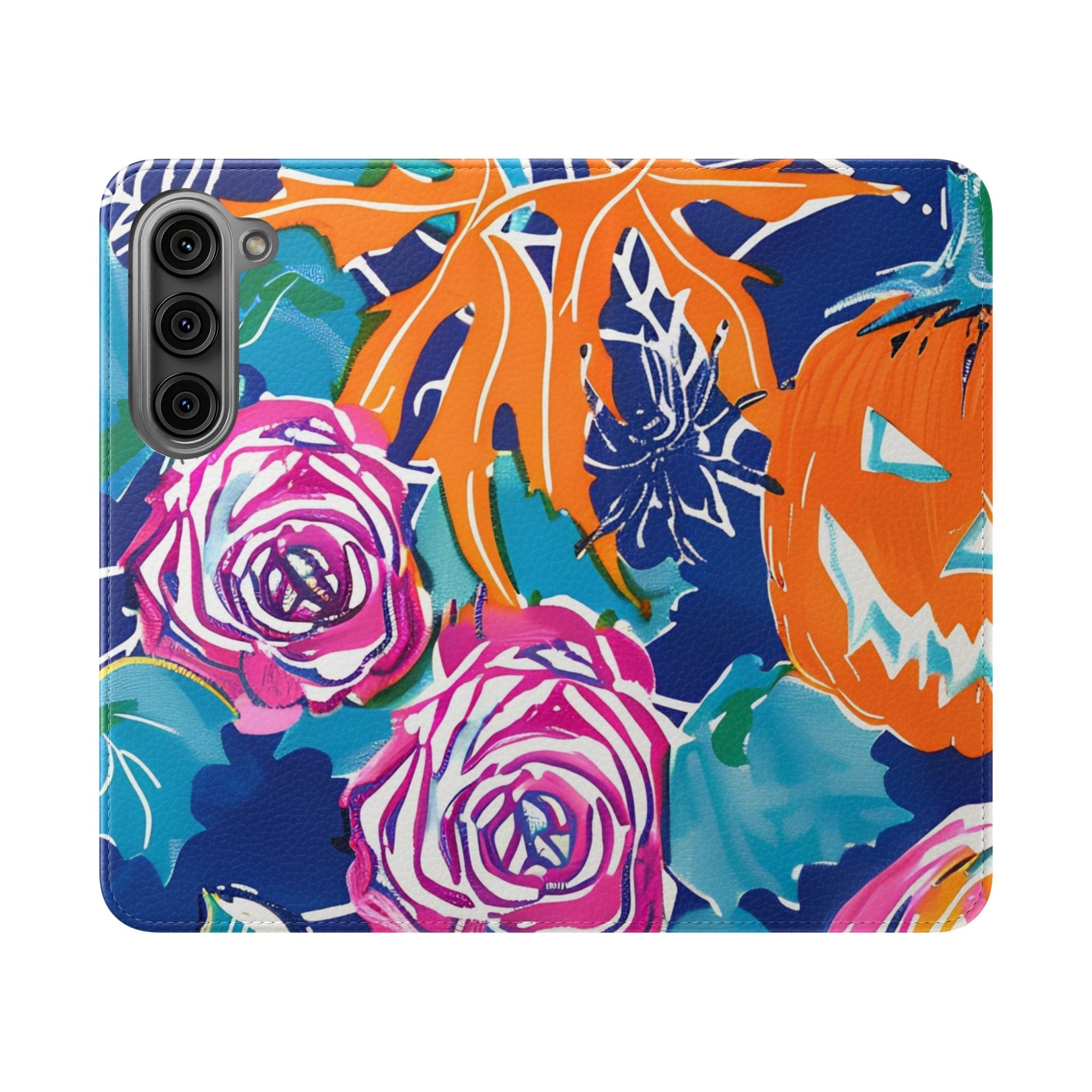 Halloween Pumpkin Floral Flip Case, Artsulli - Art is Long, Life is Short, Phone Case, Size, Samsung Galaxy S23, , , , , 27776713846921418968