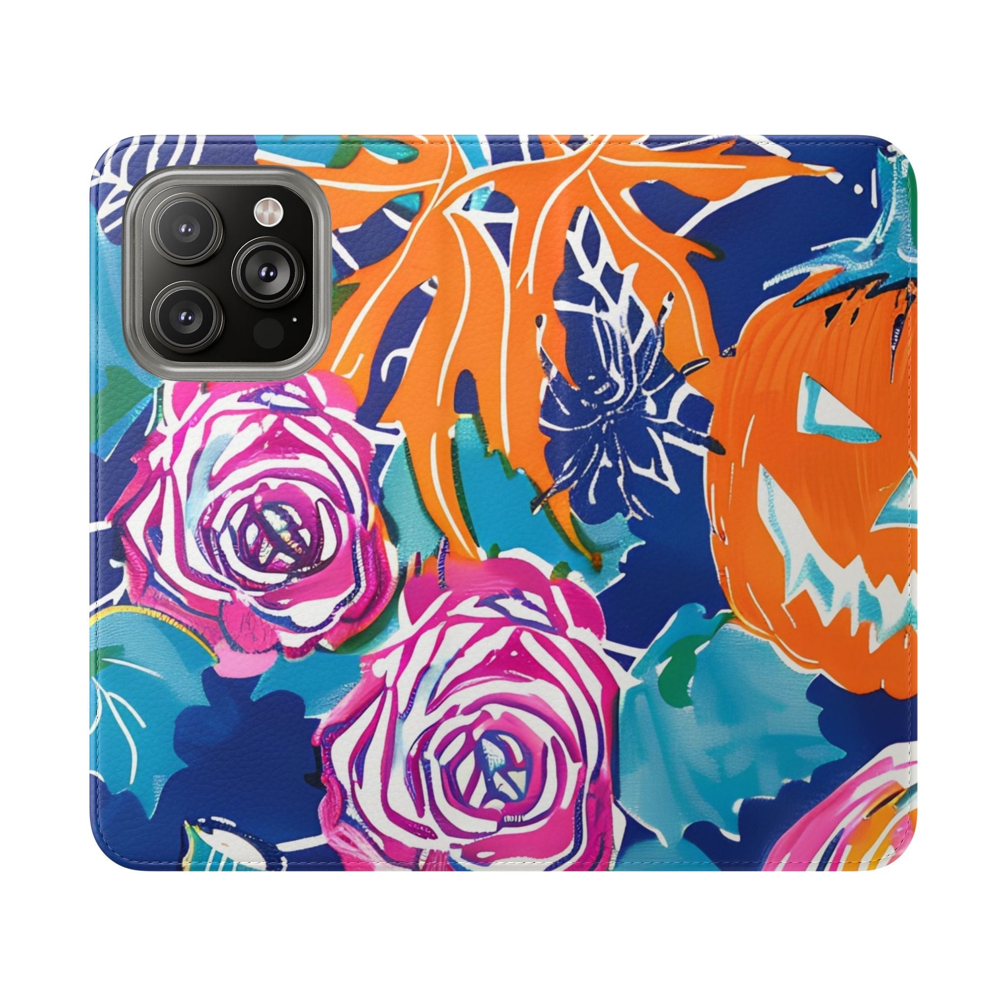 Halloween Pumpkin Floral Flip Case, Artsulli - Art is Long, Life is Short, Phone Case, Size, iPhone 14 Pro, , , , , 78206501862241292769