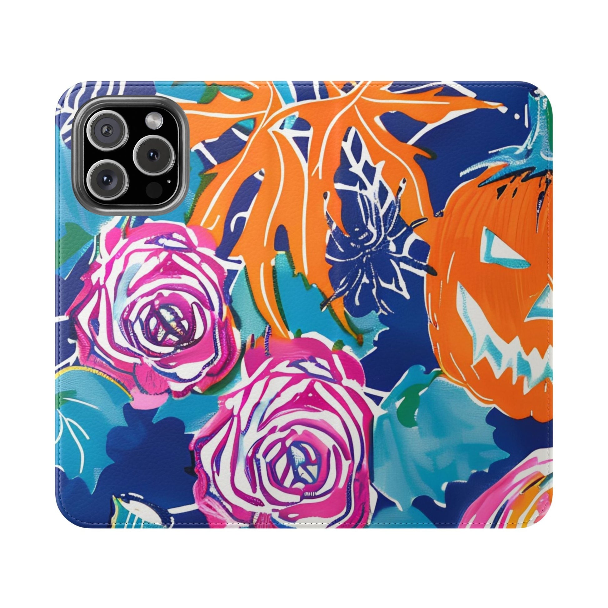 Halloween Pumpkin Floral Flip Case, Artsulli - Art is Long, Life is Short, Phone Case, Size, iPhone 16 Pro Max, , , , , 65989894646303760257
