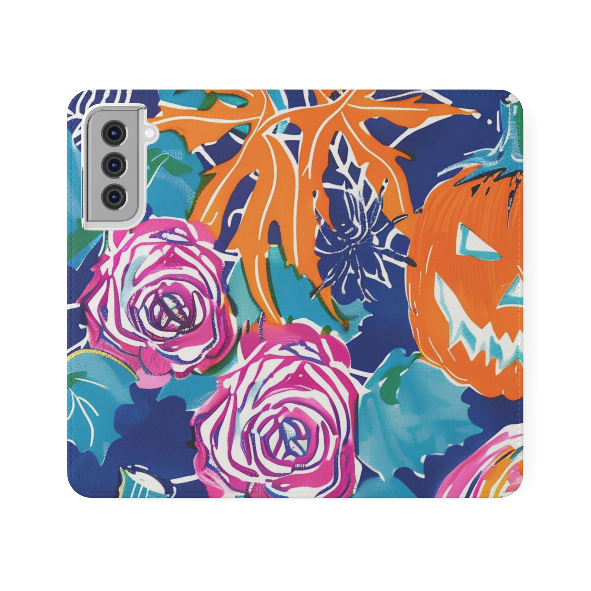 Halloween Pumpkin Floral Flip Case, Artsulli - Art is Long, Life is Short, Phone Case, Size, Samsung Galaxy S21, , , , , 16929804236230431486