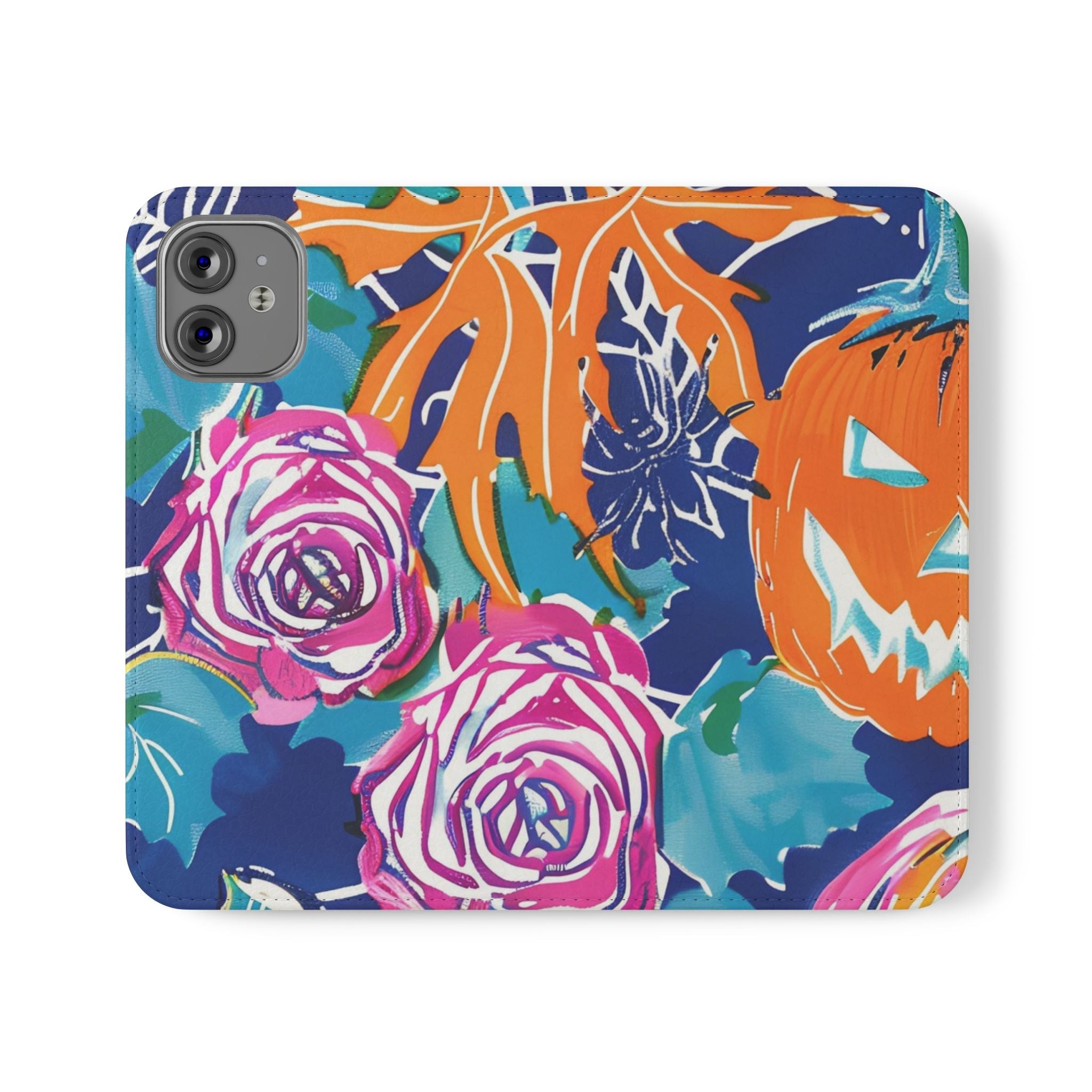 Halloween Pumpkin Floral Flip Case, Artsulli - Art is Long, Life is Short, Phone Case, Size, iPhone 12 Mini, , , , , 81344948250131686648