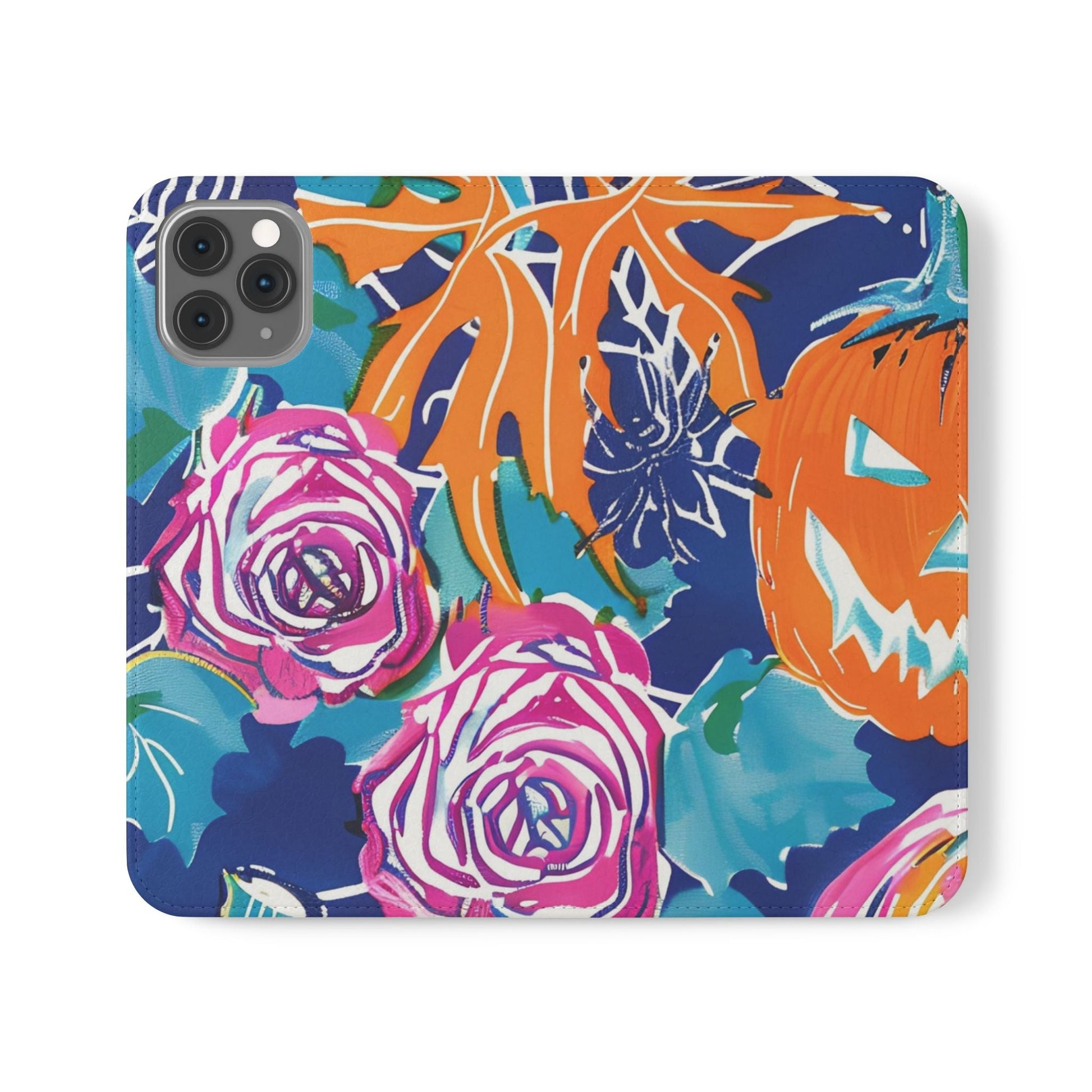 Halloween Pumpkin Floral Flip Case, Artsulli - Art is Long, Life is Short, Phone Case, Size, iPhone 11 Pro, , , , , 16458002507573640602