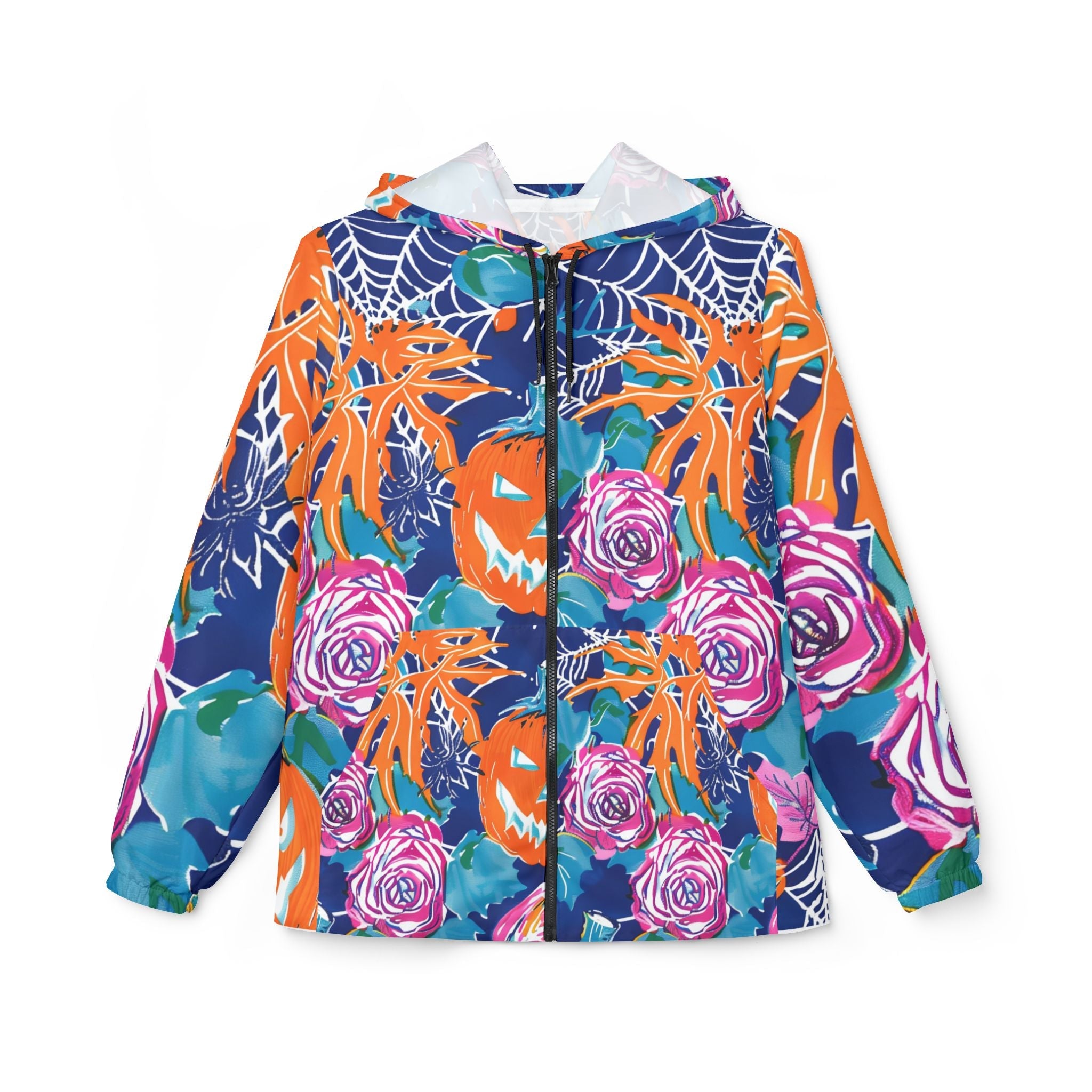 Halloween Pumpkin Rose Windbreaker Jacket, Artsulli - Art is Long, Life is Short, Outerwear, Size, XS, , , , , 12363876165283434775