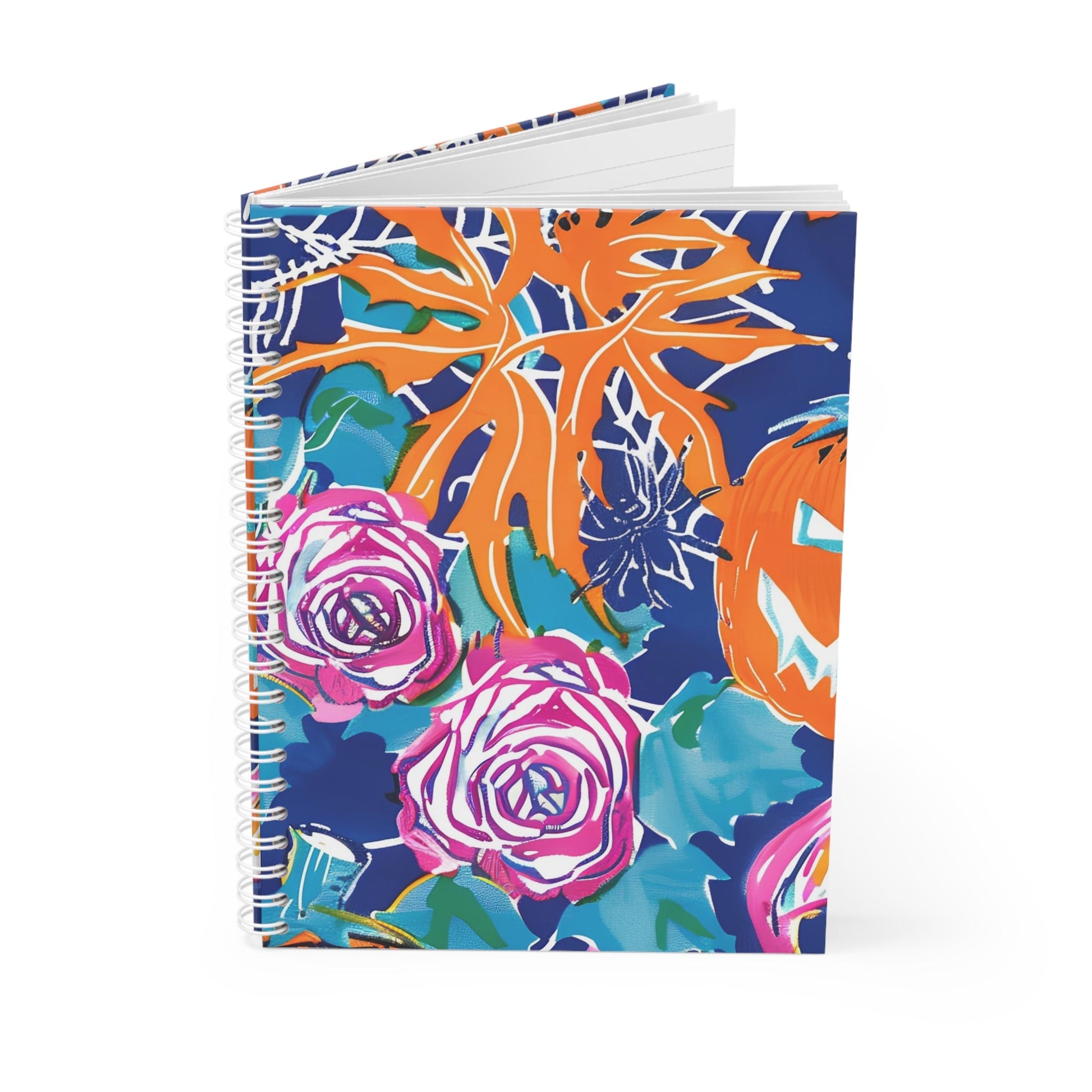 Printify Halloween Pumpkin Wide Ruled Spiral Notebook 2025