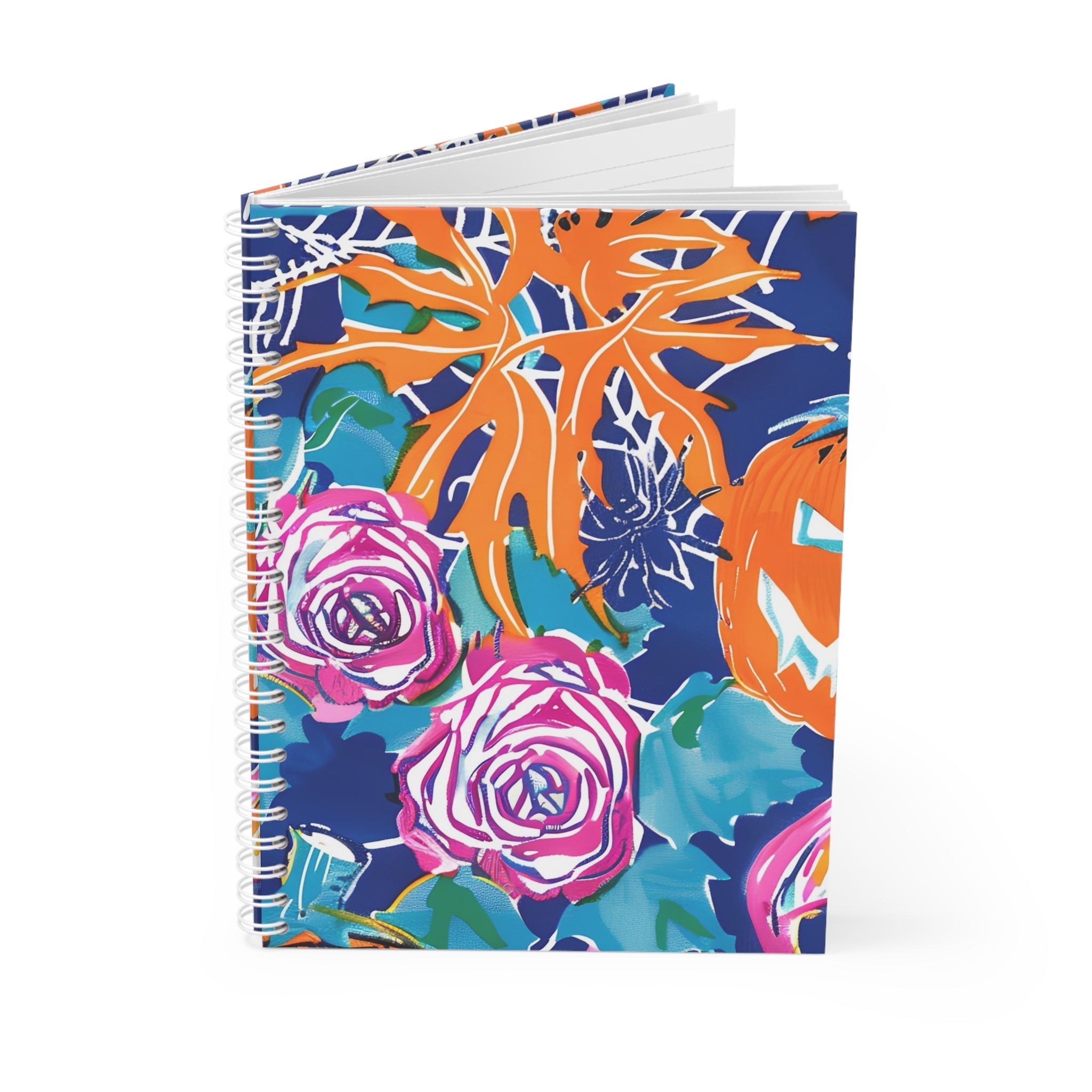 Printify Halloween Pumpkin Wide Ruled Spiral Notebook 2025