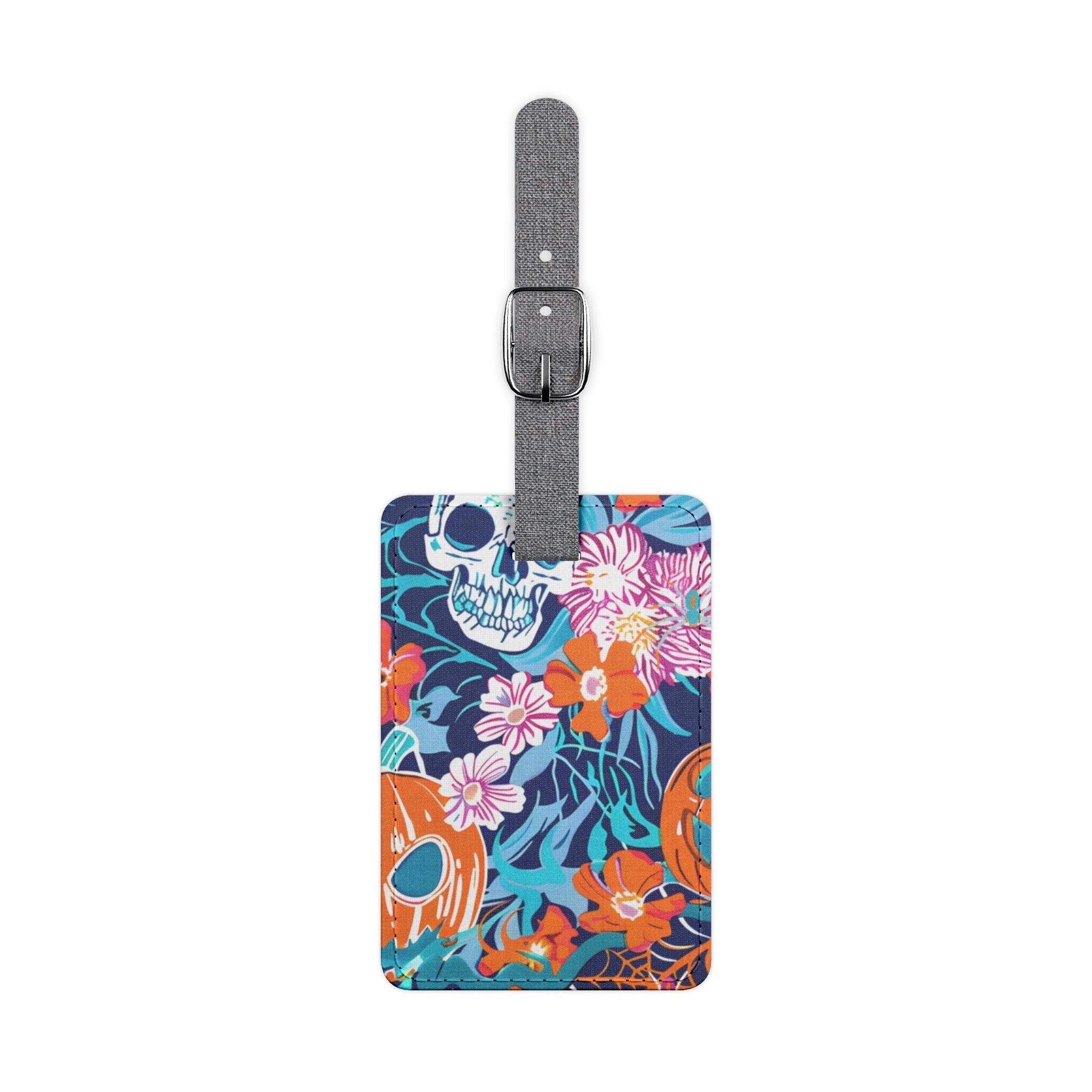 Printify Halloween Skull and Pumpkin Luggage Tag 2025