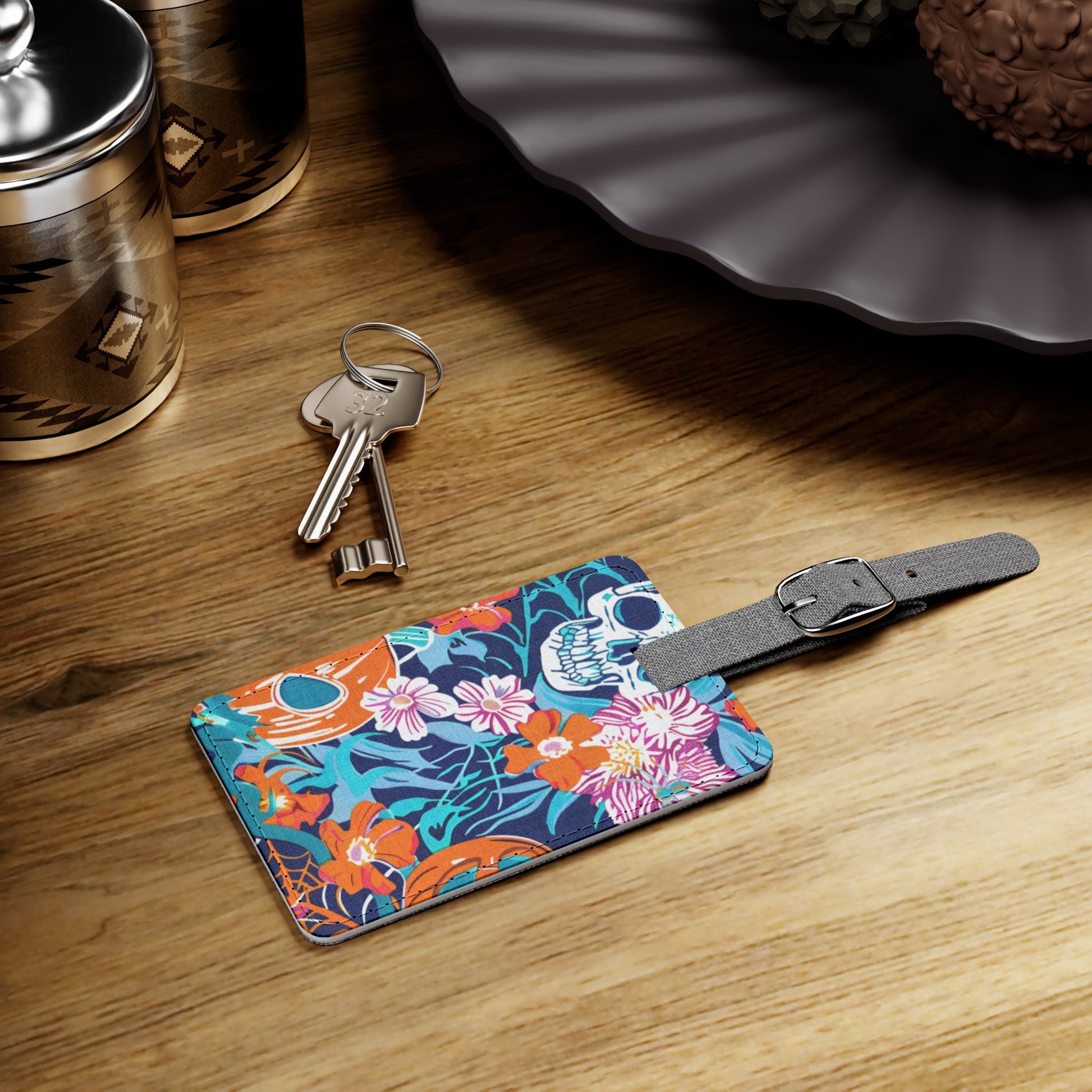 Halloween Skull and Pumpkin Luggage Tag, Artsulli - Art is Long, Life is Short, Accessories, , , , , , , 